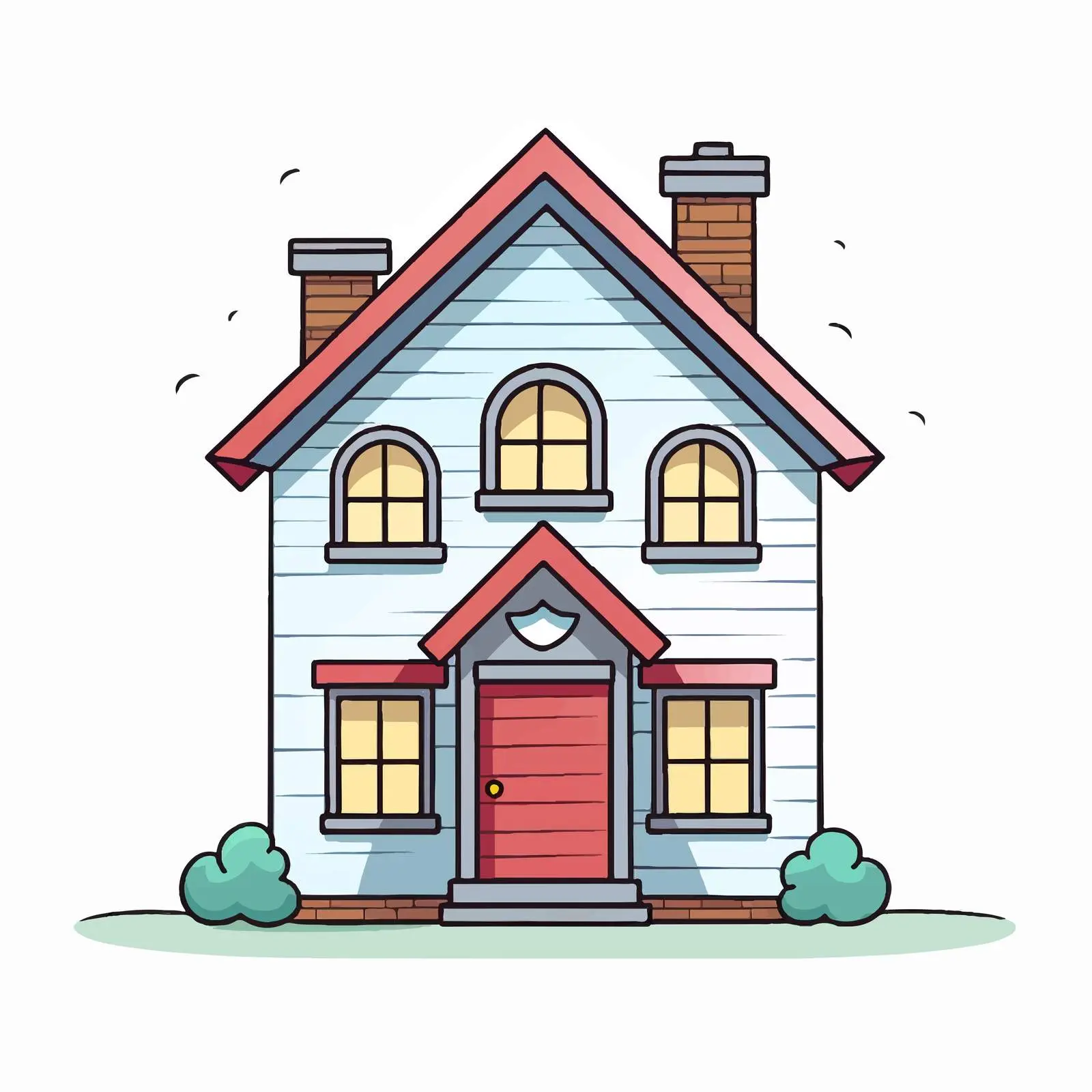 Cartoon House Line Vector Illustration — free download from Dotvec