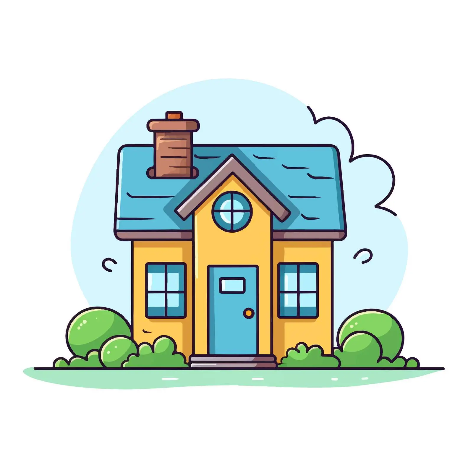 Cartoon House Line Vector Illustration — free download from Dotvec