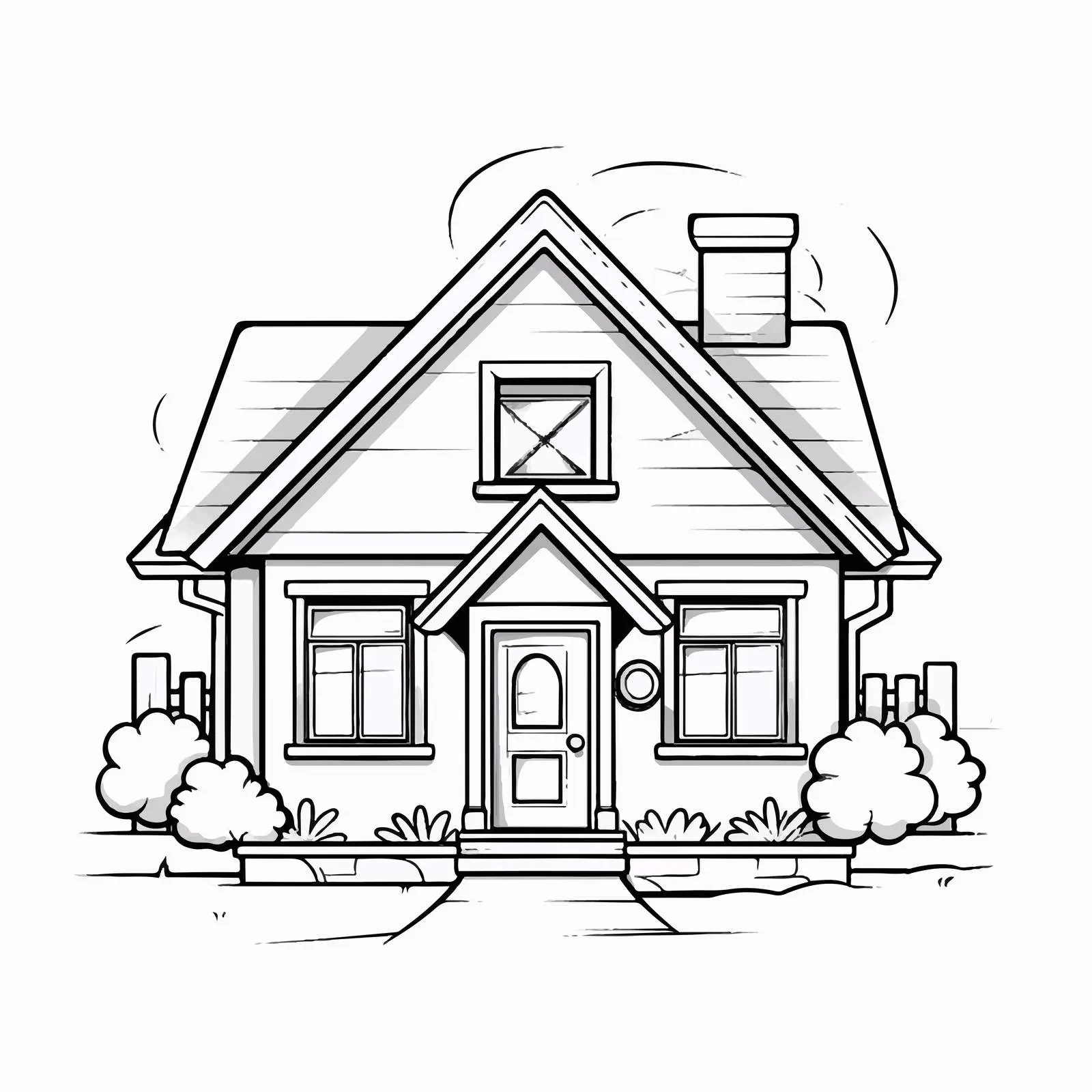 Cartoon House Line Vector Illustration — free download from Dotvec