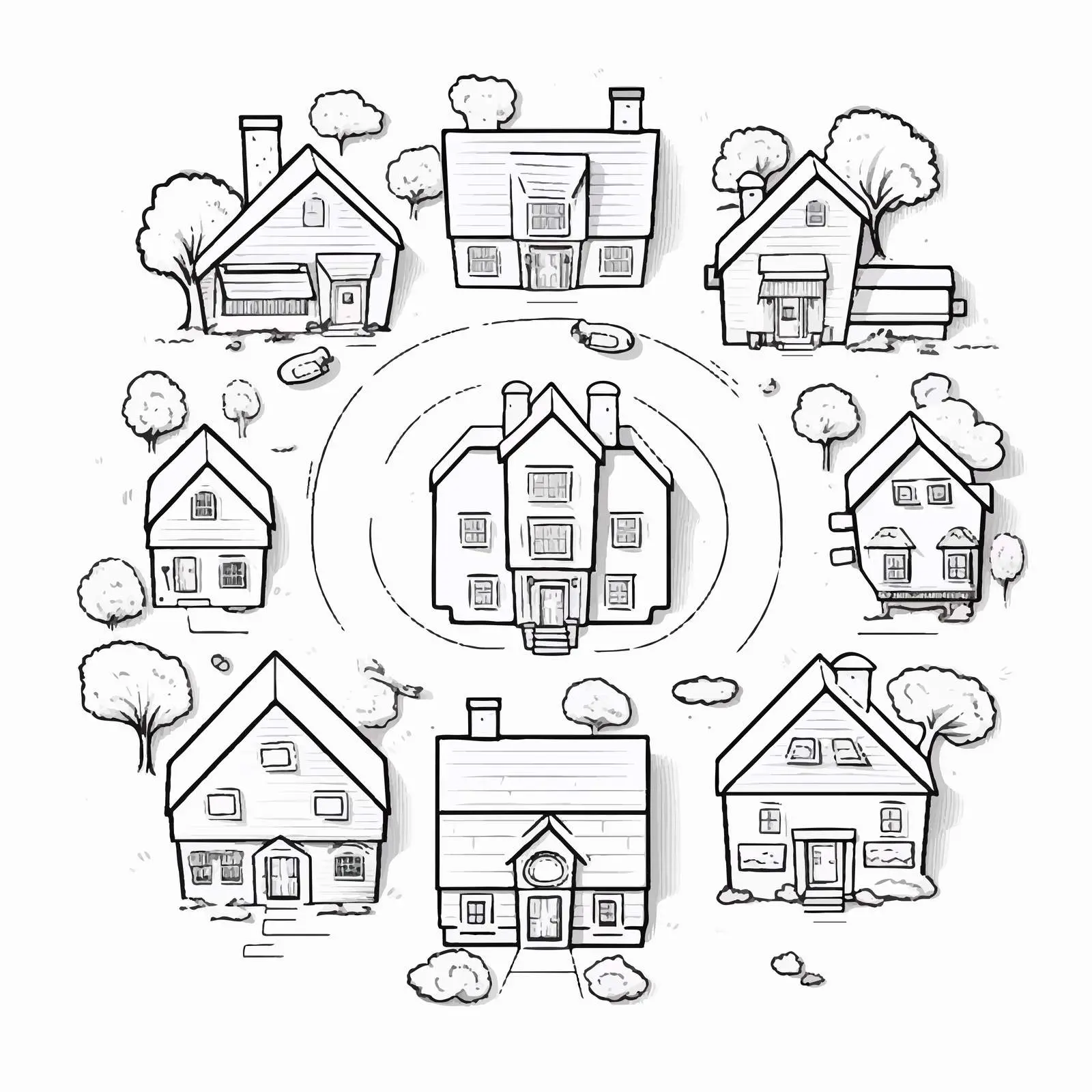 House Line Vector Illustration on White Background — free download from Dotvec