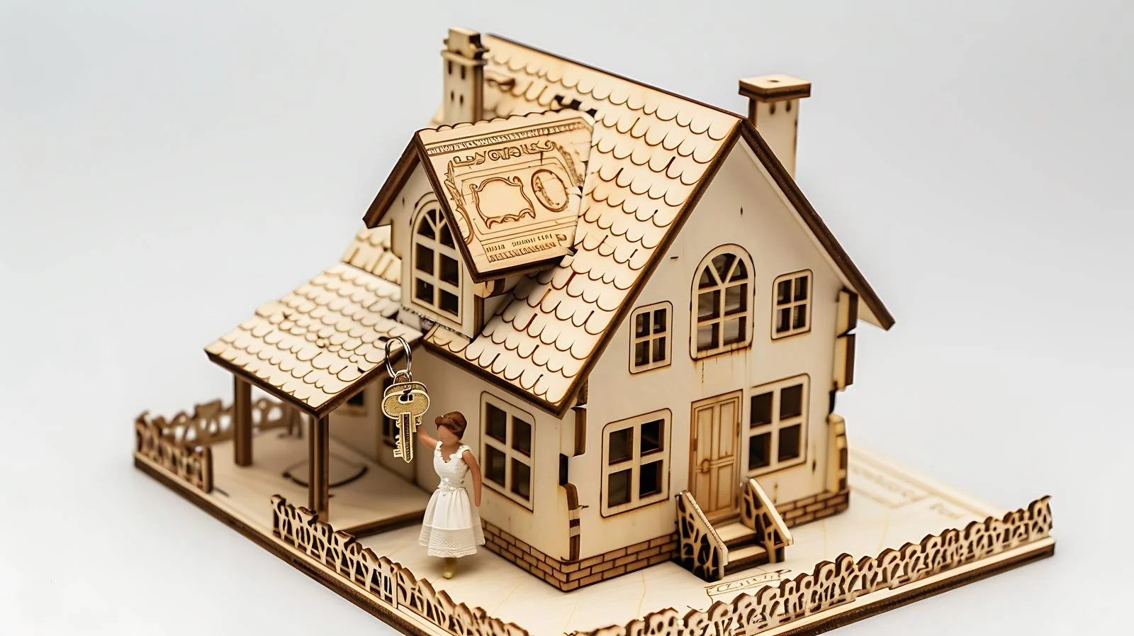 Miniature House Layout with Keys and Money — free download from Dotvec