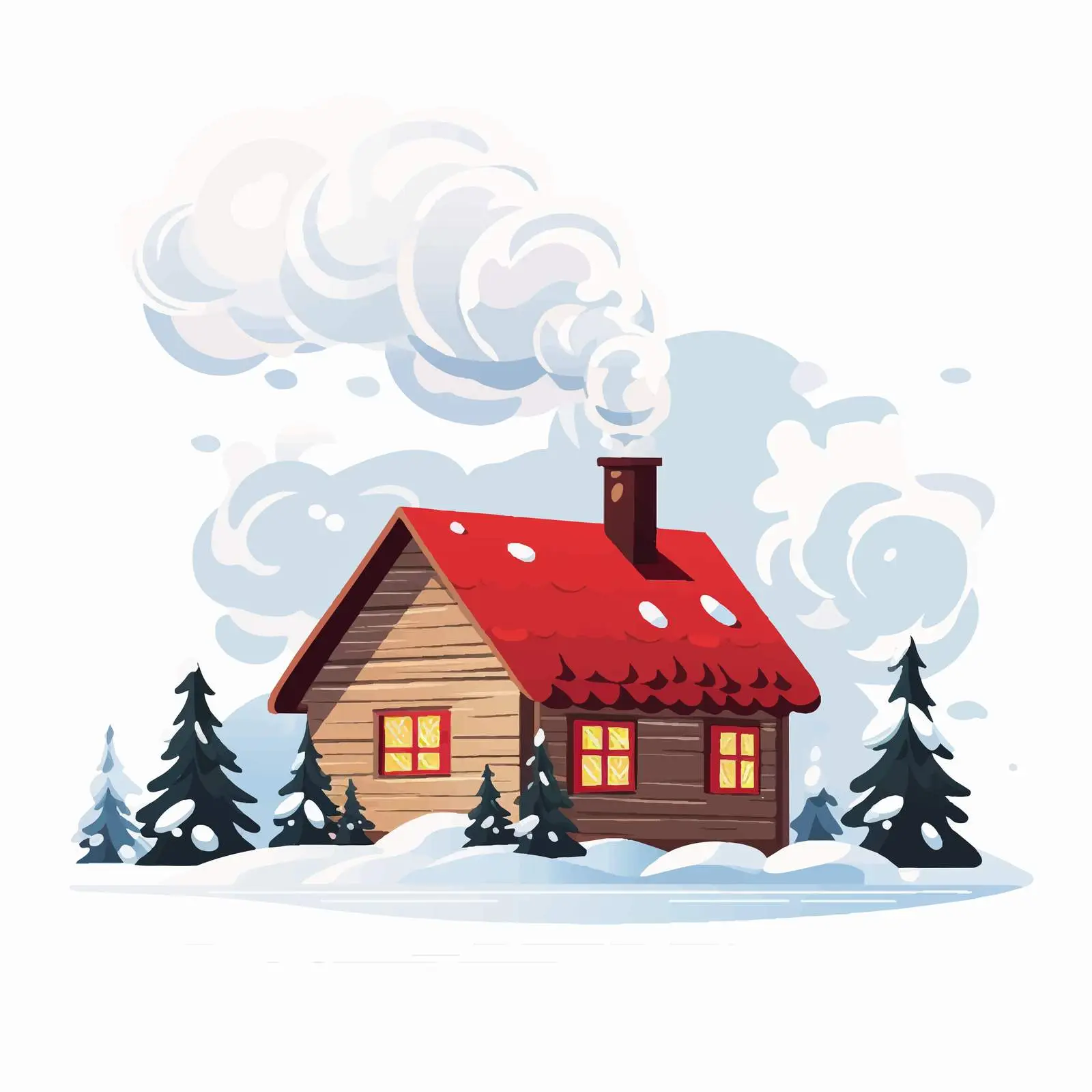 Scandinavian Country Home with Chimney Smoke — free download from Dotvec
