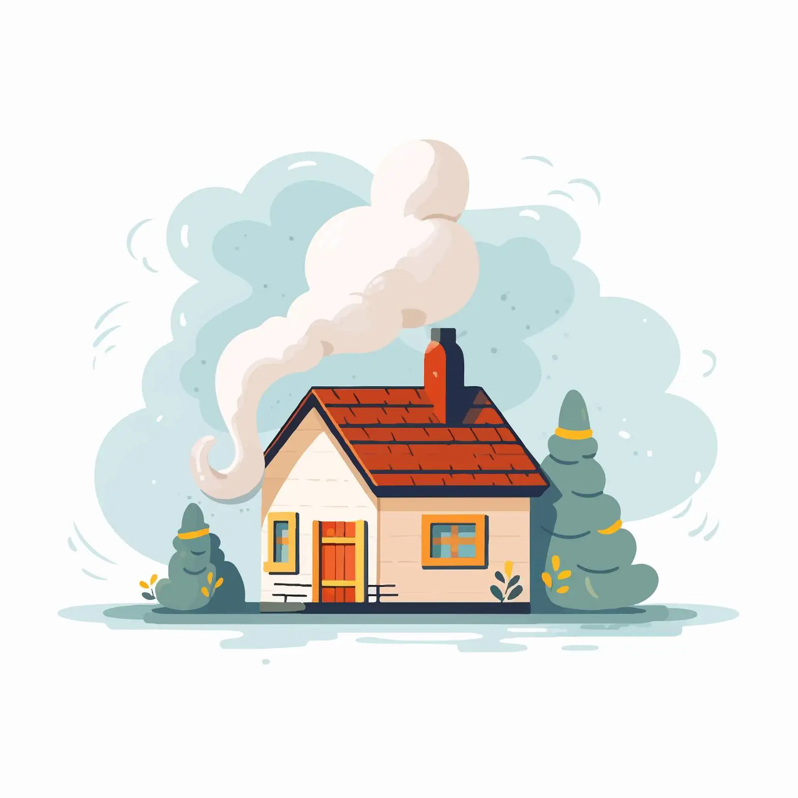 Charming Scandinavian Country Home with Chimney Smoke — free download from Dotvec