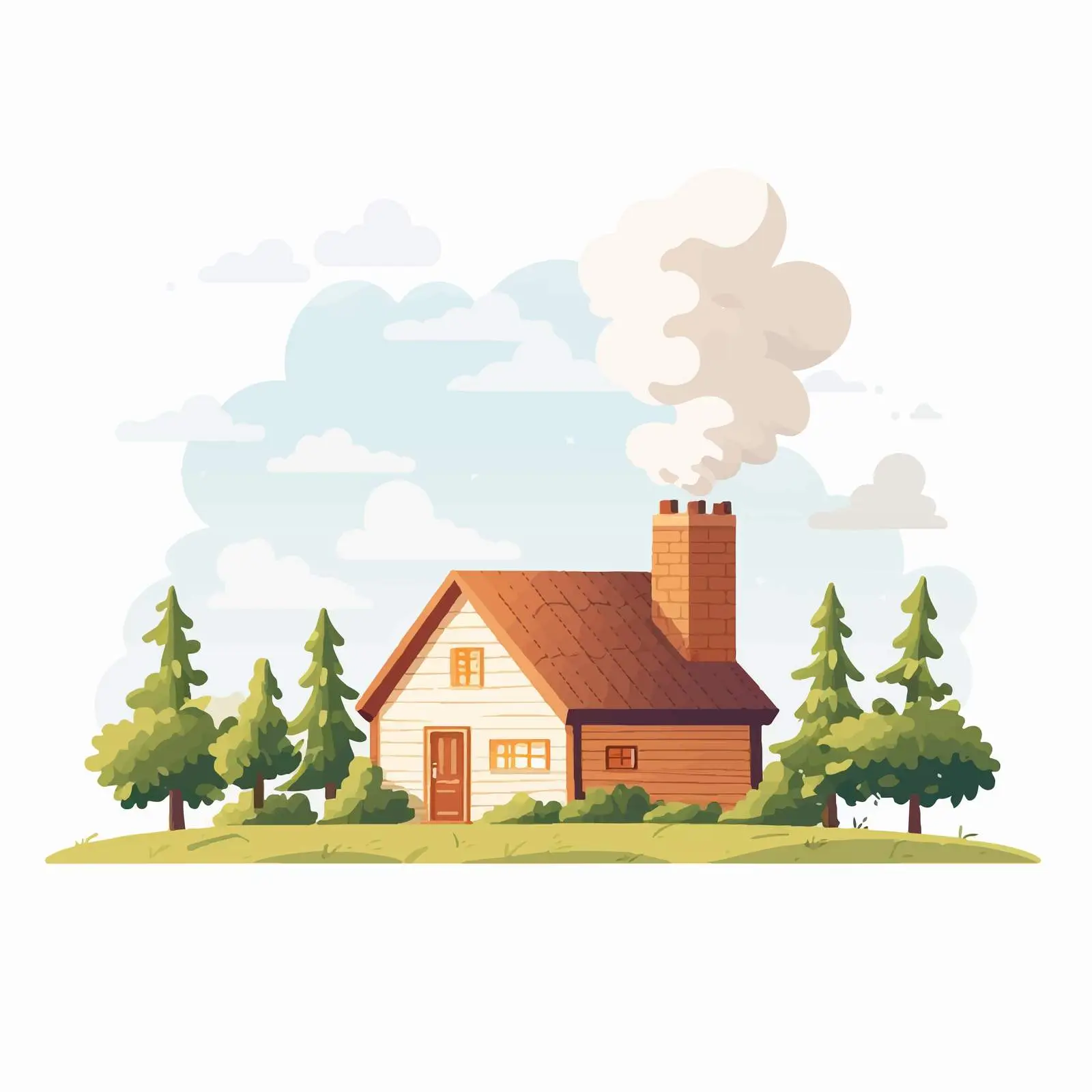 Scandinavian Country Home with Smoky Chimney — free download from Dotvec