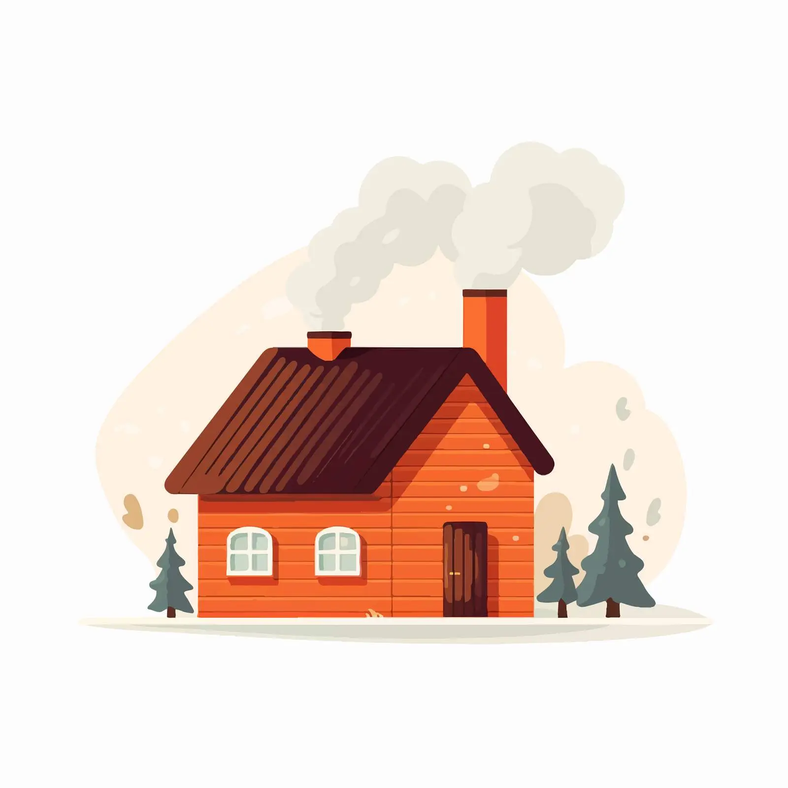 Scandinavian Country Home with Chimney Smoke — free download from Dotvec