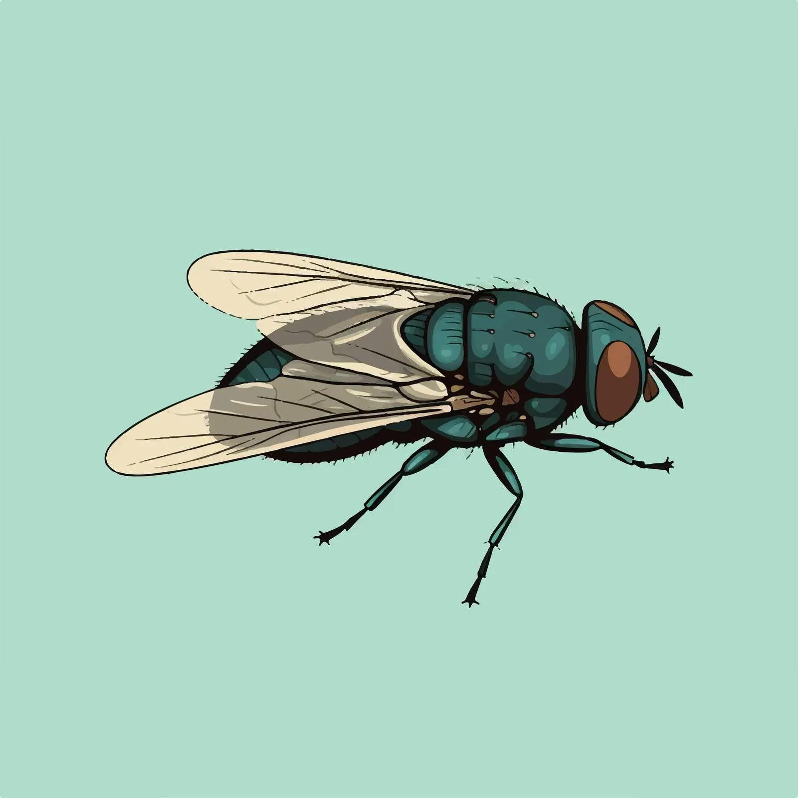 Housefly Line Art Vector Illustration on White — free download from Dotvec