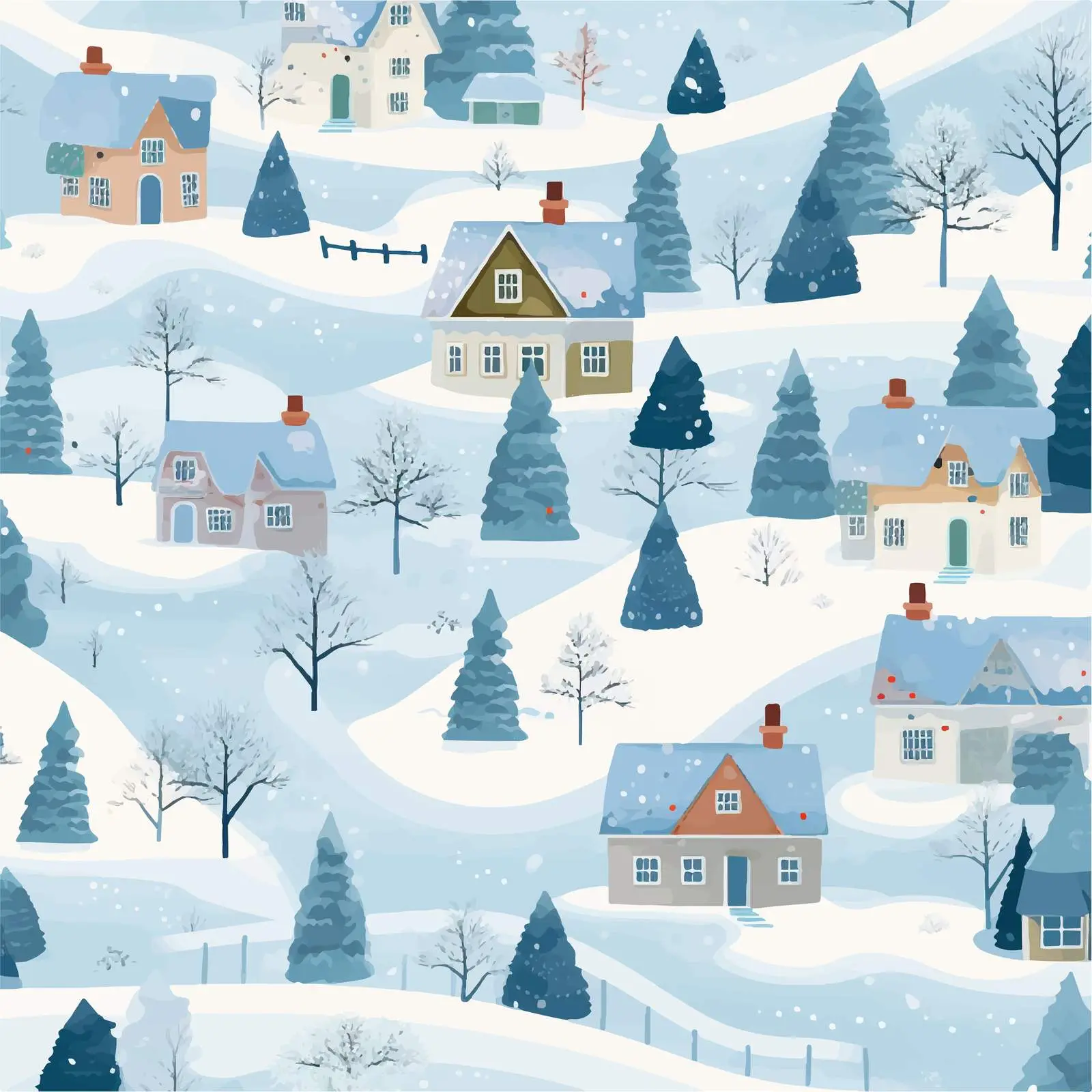 Winter Village Seamless Pattern Design — free download from Dotvec
