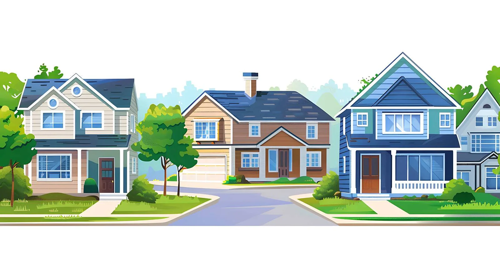 Luxurious Homes on Suburban Street in Morning — free download from Dotvec
