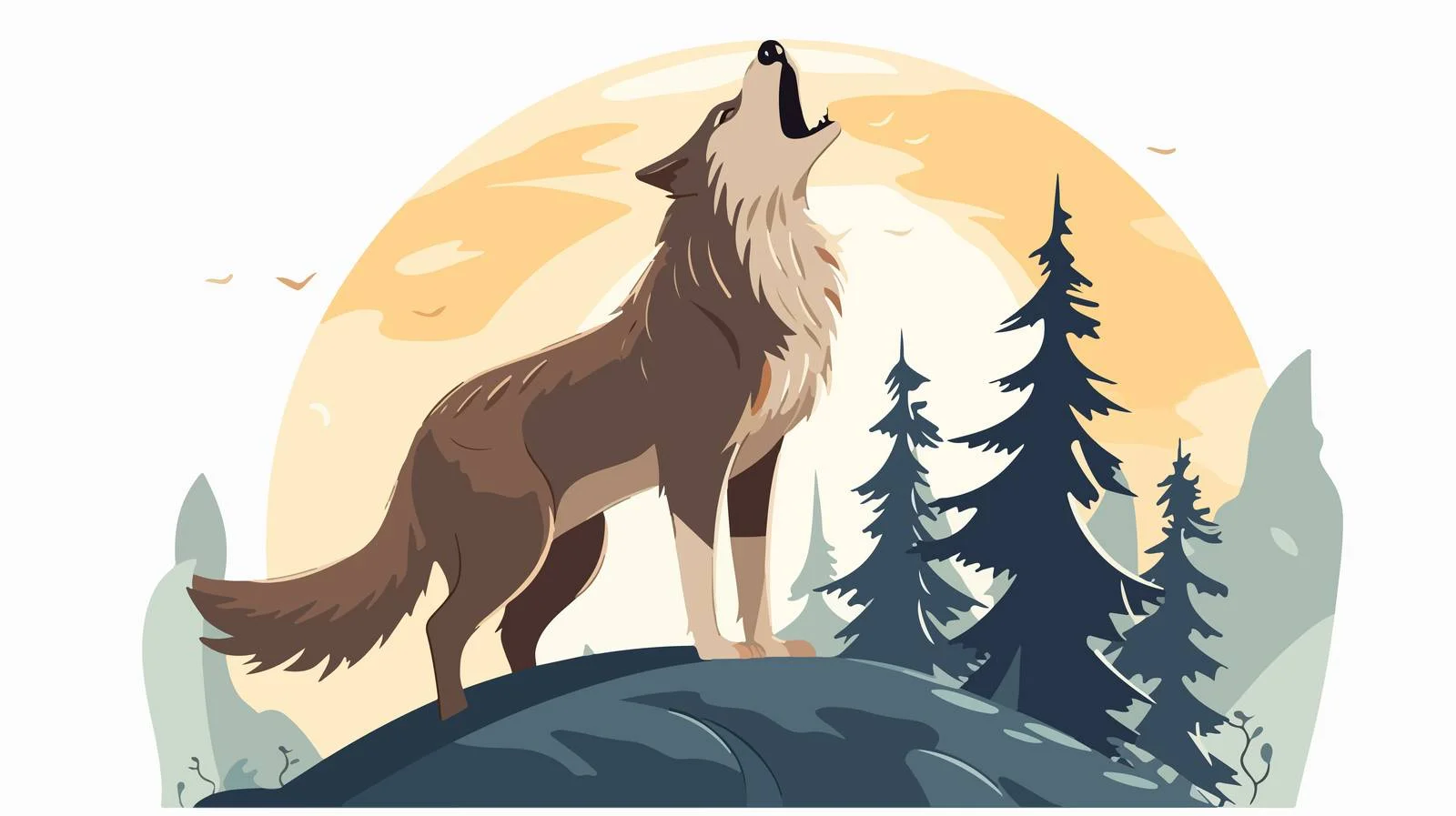 Howling Wolf Cartoon Illustration — free download from Dotvec