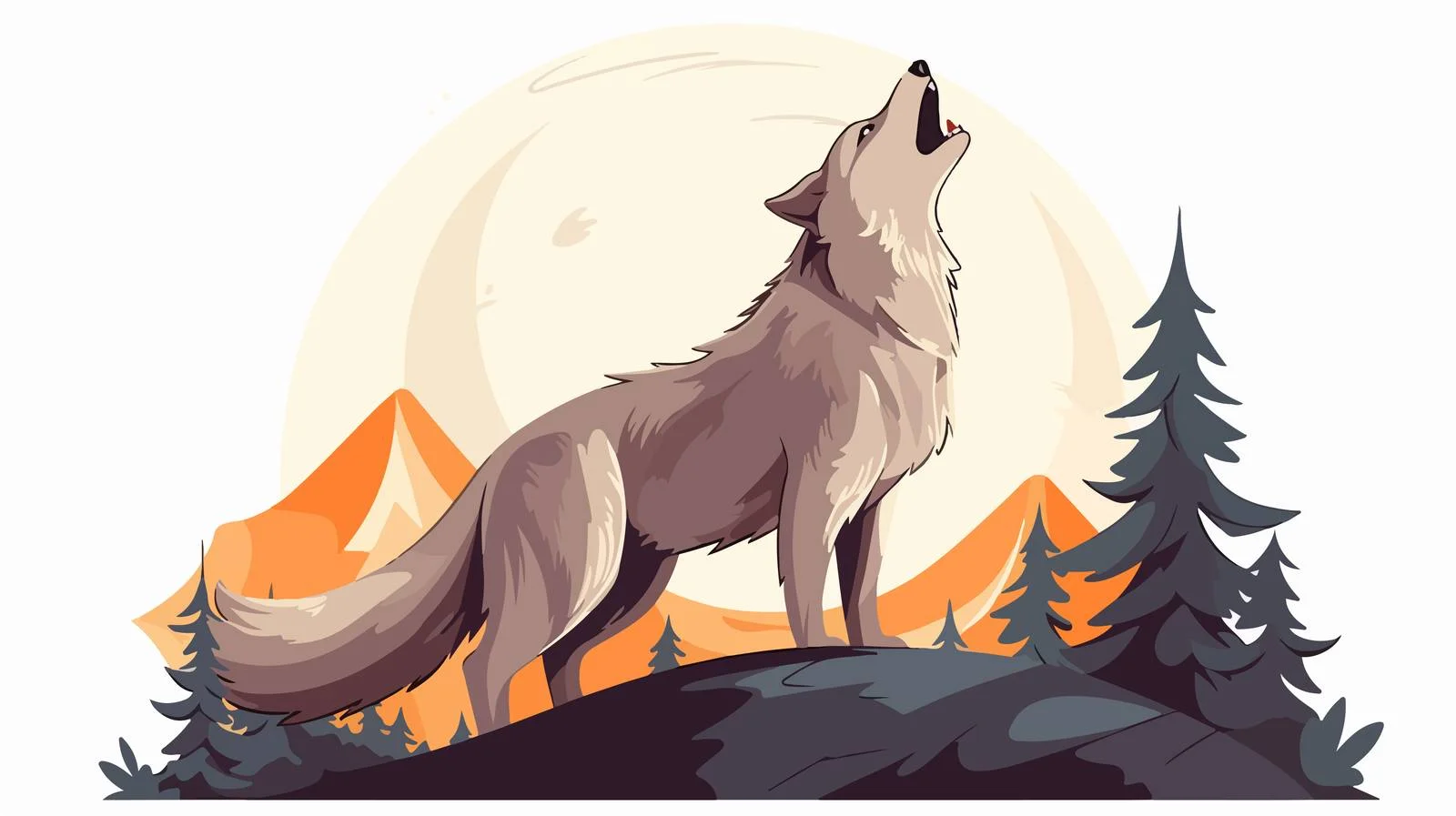 Howling Wolf Flat Cartoon Illustration — free download from Dotvec