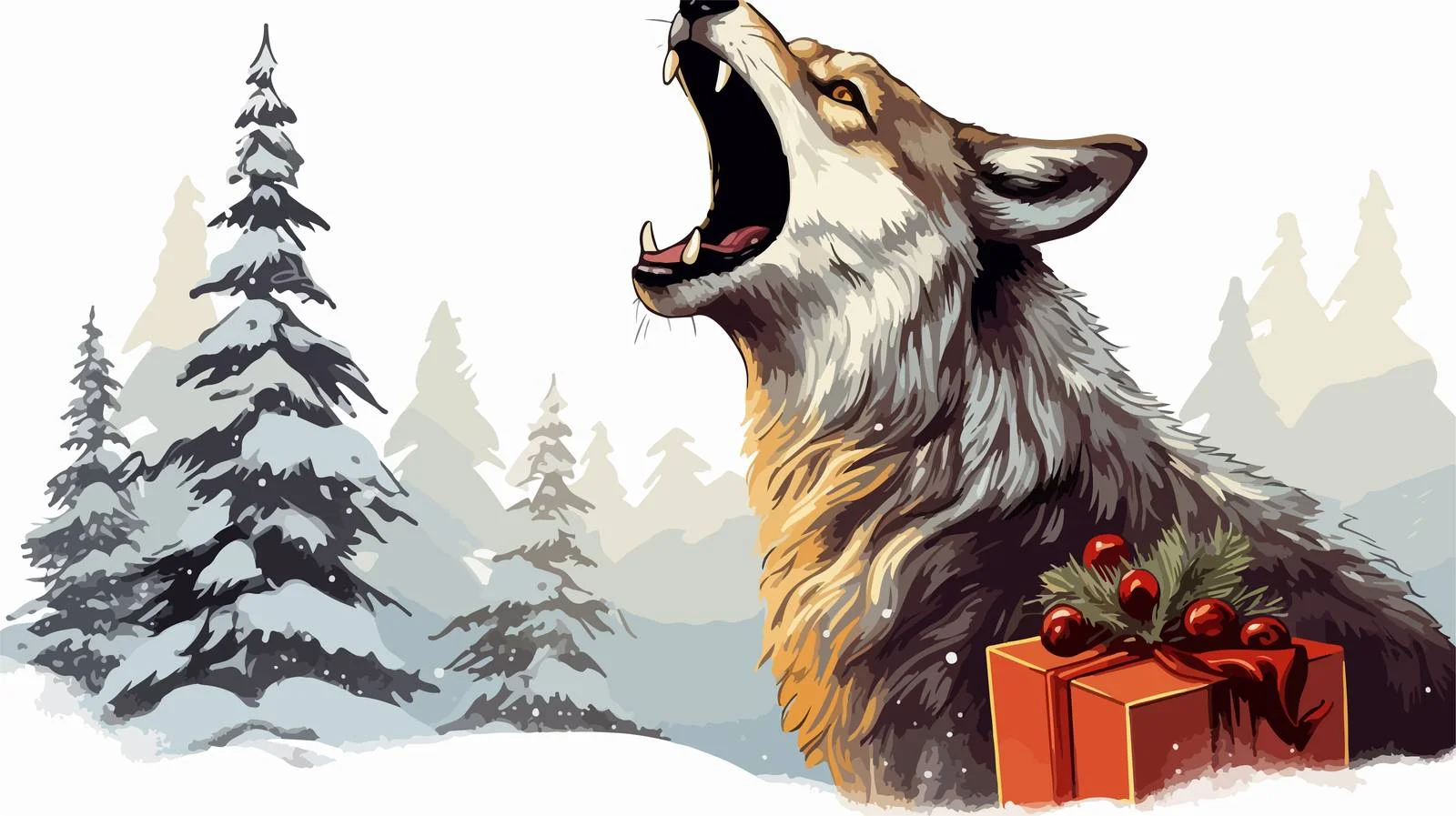 Majestic Wolf Christmas Gift Illustration — free download from Dotvec