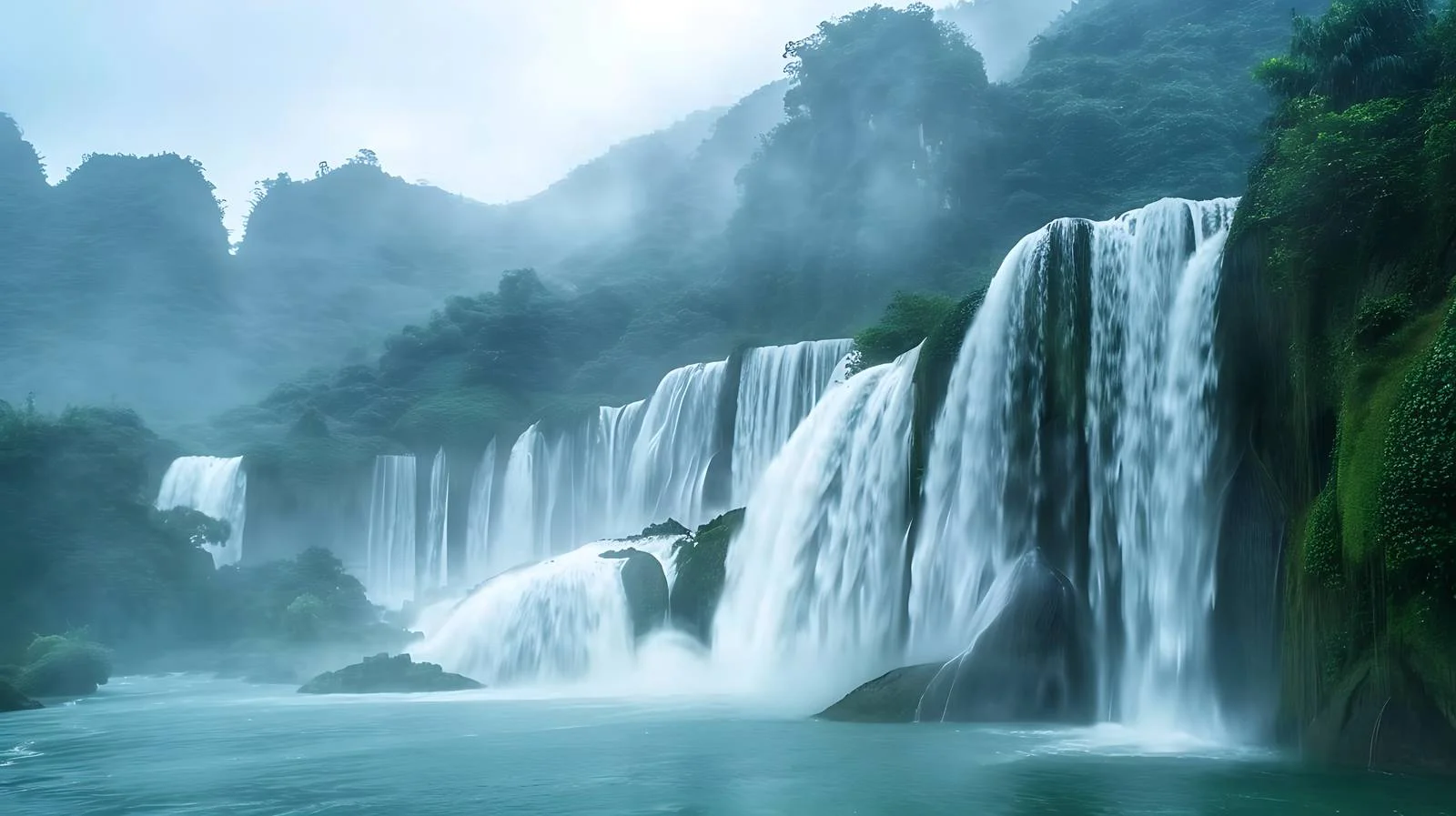 Huangguoshu Waterfall White Background View — free download from Dotvec