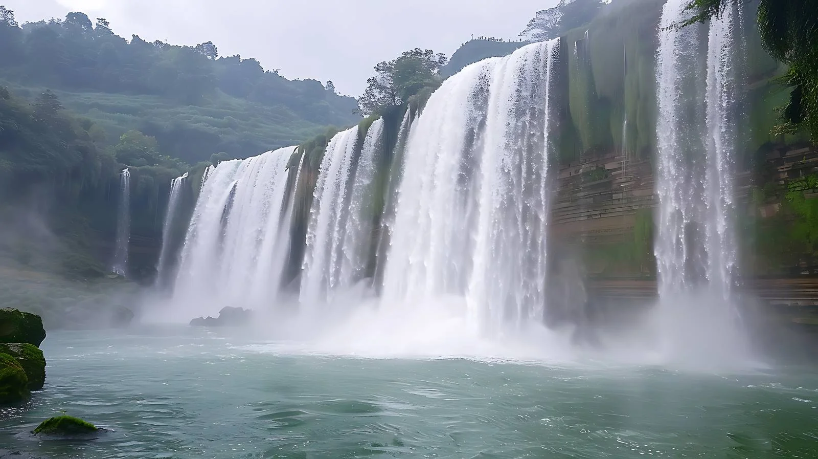 Spectacular Huangguoshu Waterfall on White Background — free download from Dotvec