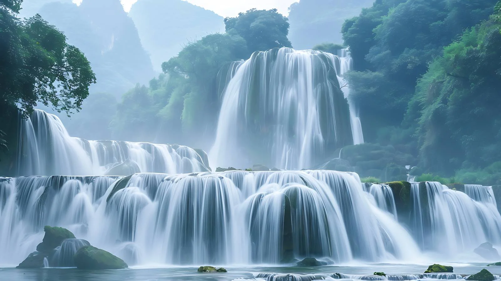 Majestic Huangguoshu Waterfall on White Background — free download from Dotvec