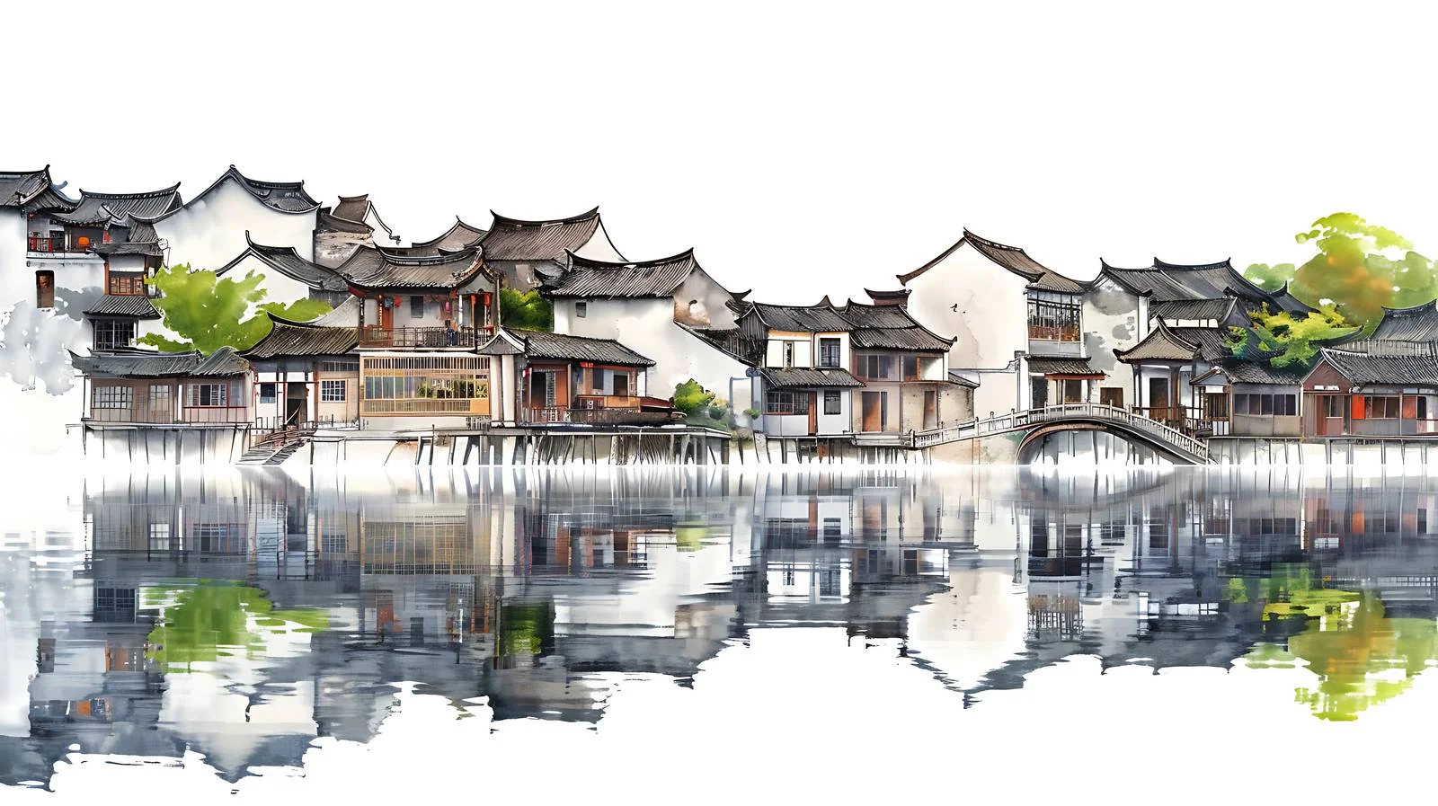 Huizhou Scenery on White Background — free download from Dotvec