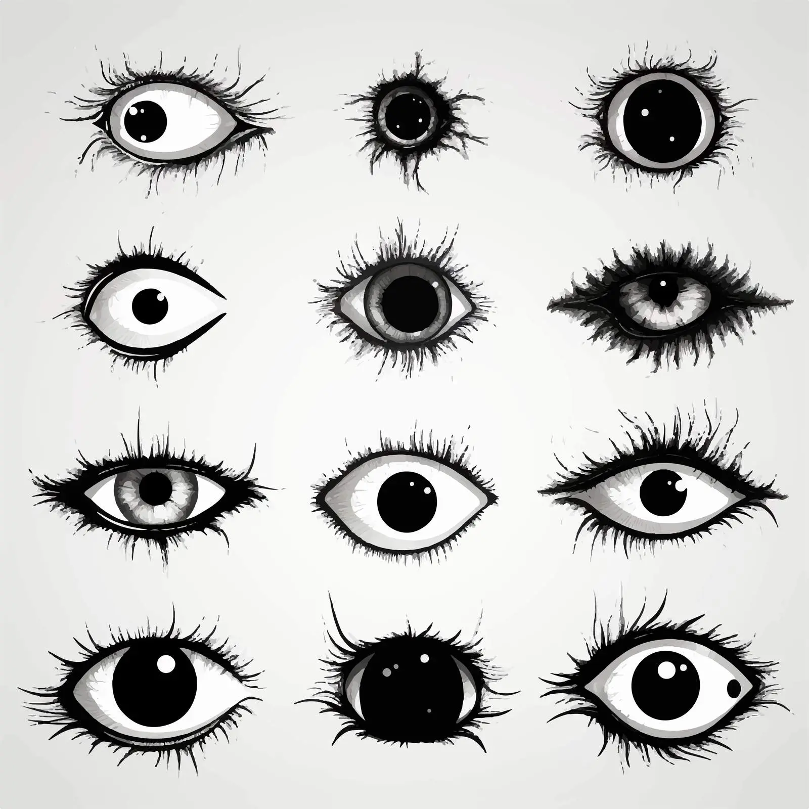 Halloween Invitation with Human Eyes on Black – free ghost image from Dotvec