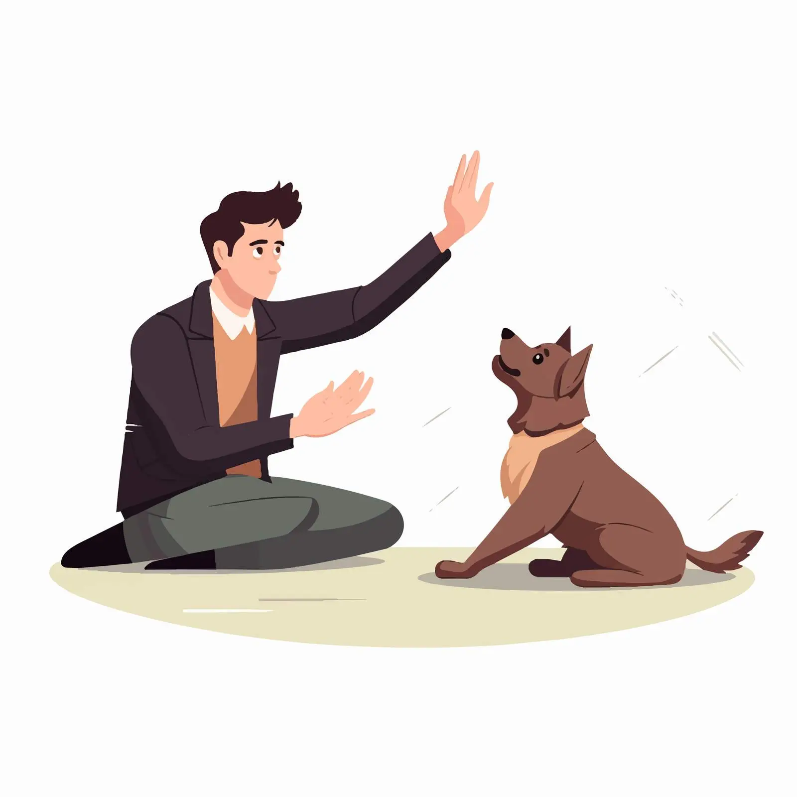 Hand Gesture Teaching Dog to Lie Down – free obedience image from Dotvec