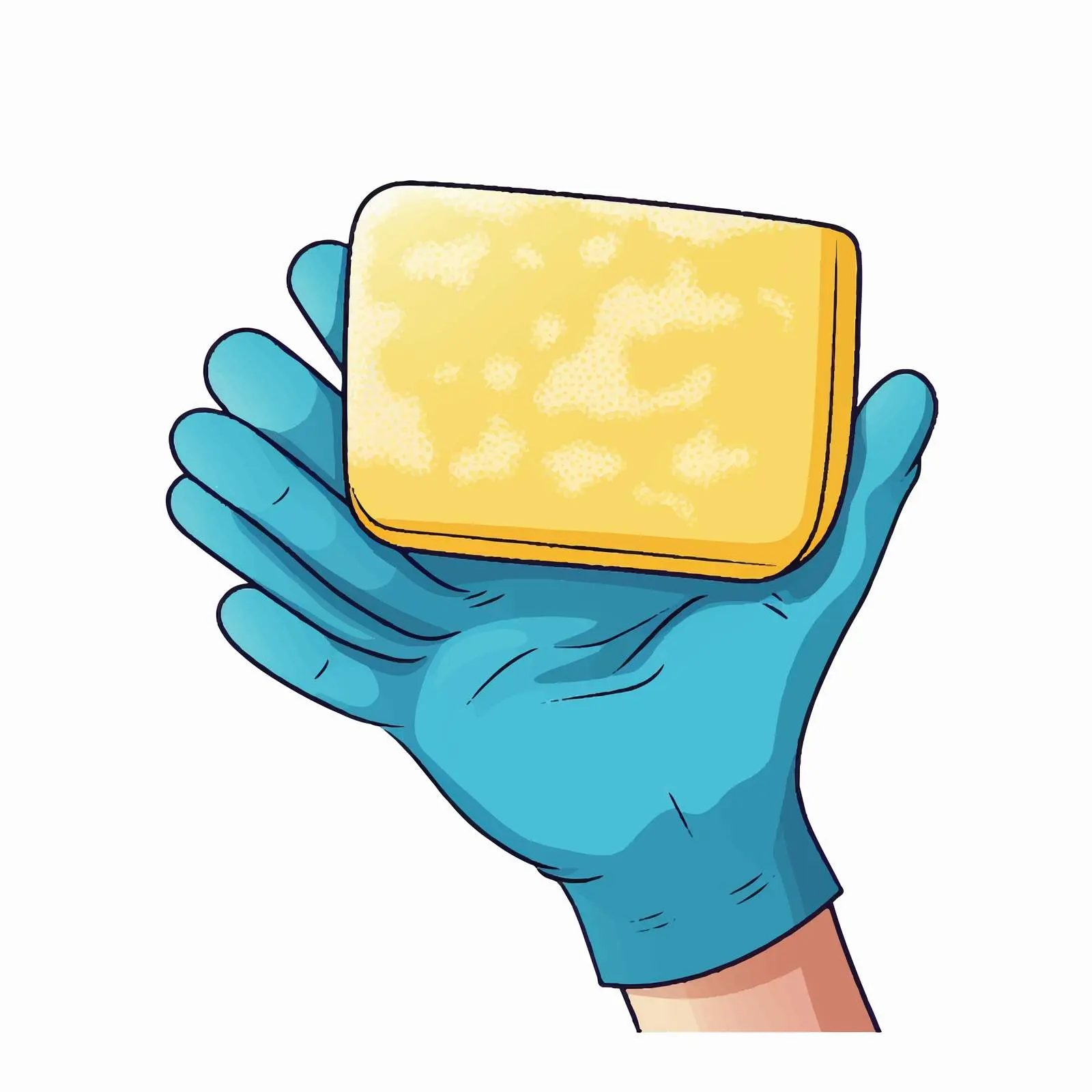 Gloved Hand Holding Cleaning Sponge Vector Illustration — free download from Dotvec