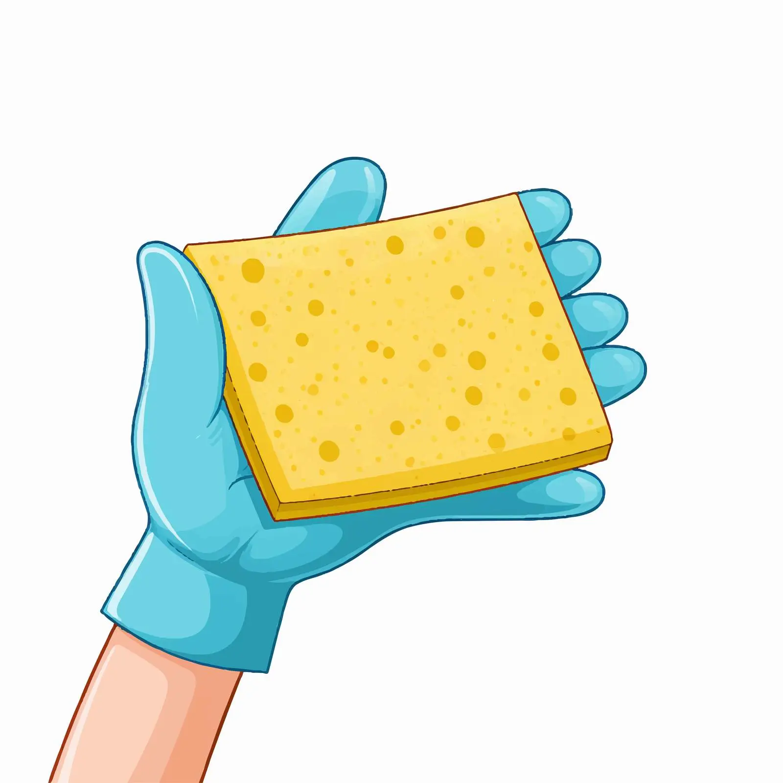Hand in Glove Holding Cleaning Sponge Illustration — free download from Dotvec