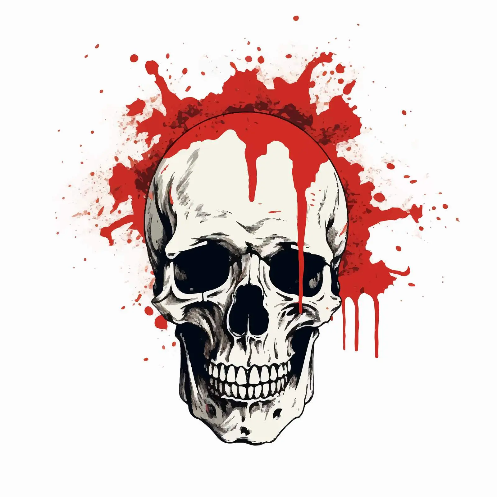 Human Skull Bone Illustration with Blood Spatter — free download from Dotvec