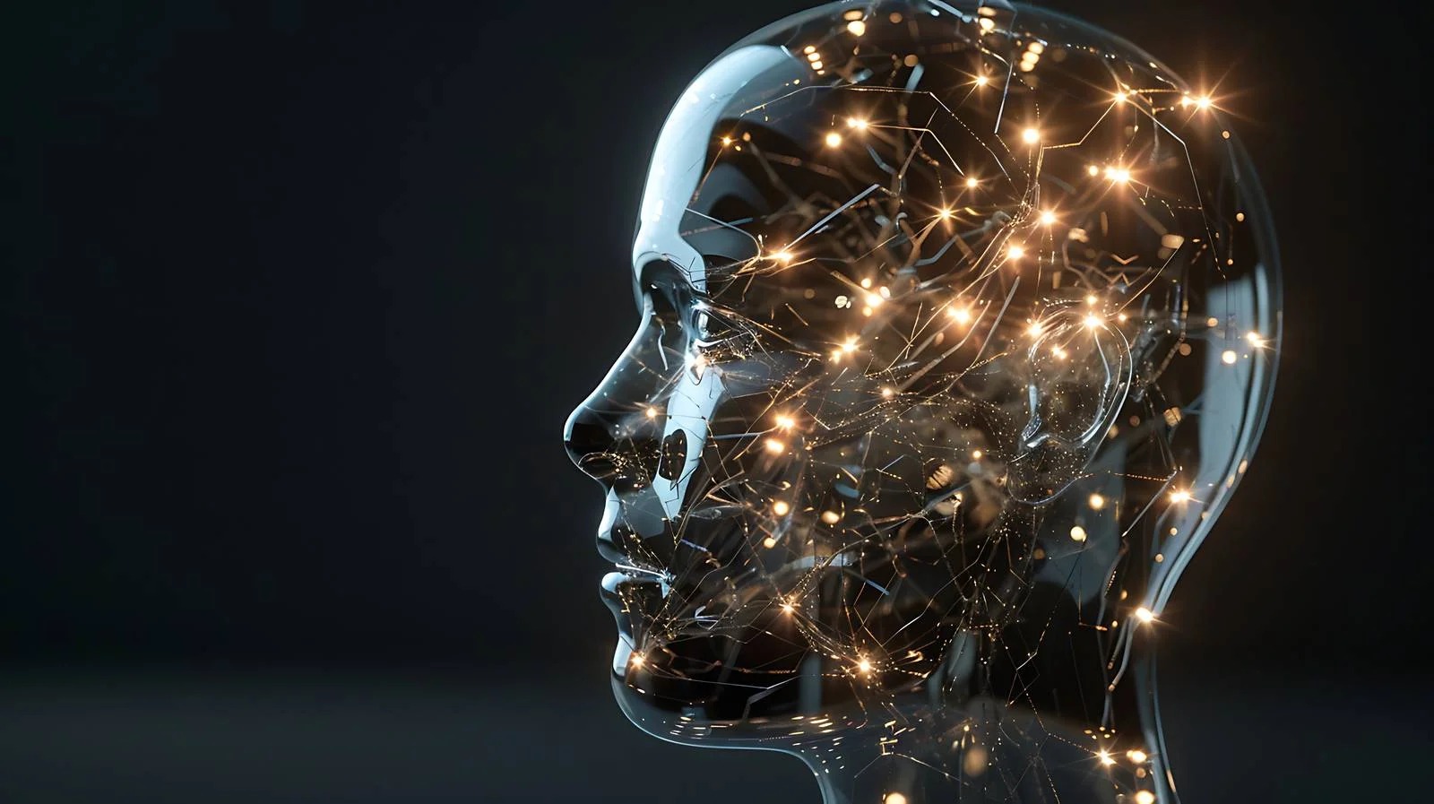 Glass Human Head Illuminated in Darkness — free download from Dotvec