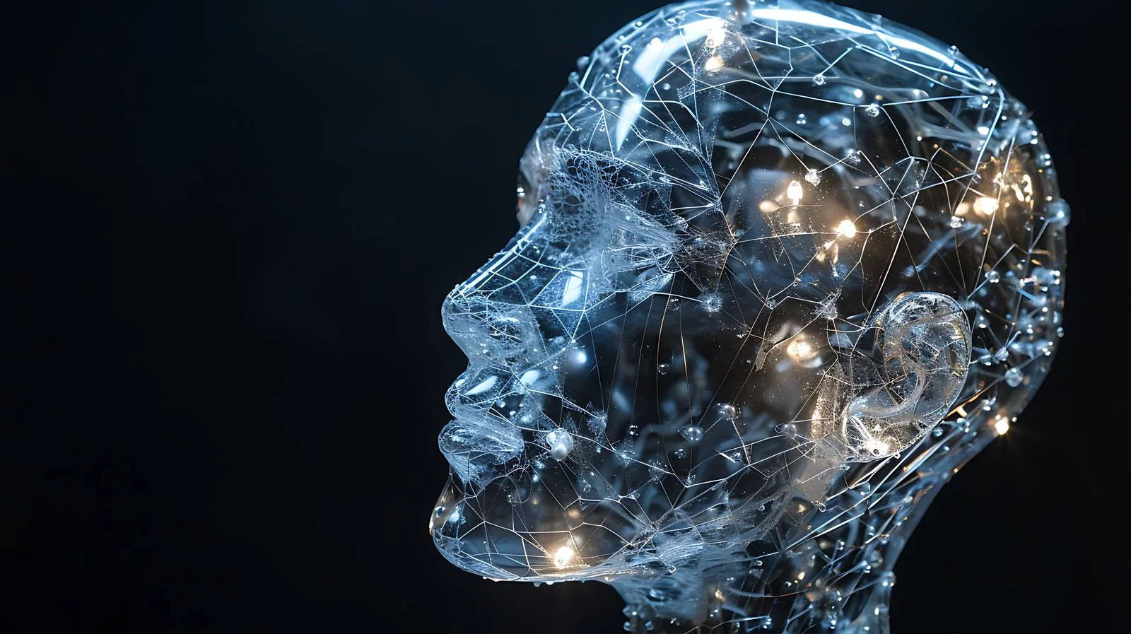 Illuminated Glass Human Head Sculpture in Dark — free download from Dotvec