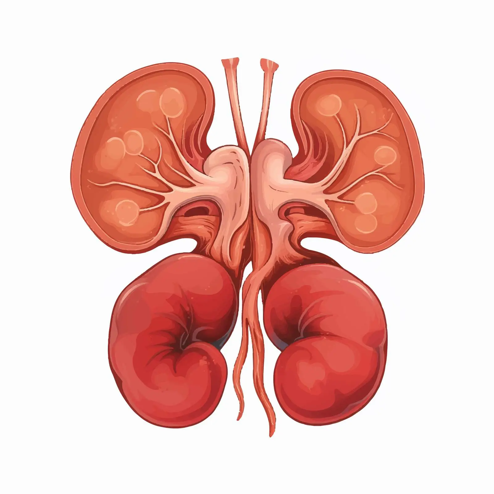 Cartoon Illustration of Human Kidneys and Bladder – free physical health image from Dotvec