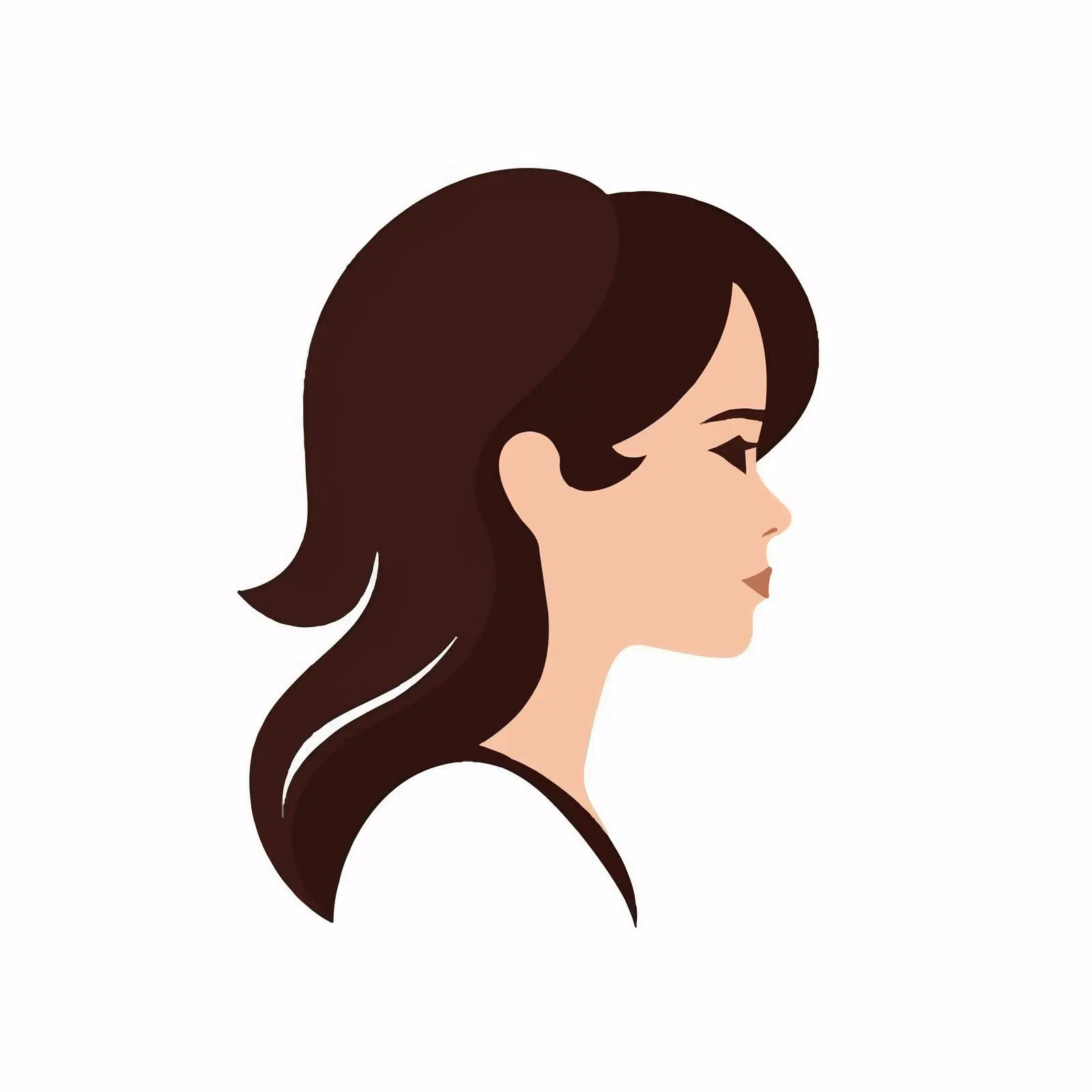 Profile Pictogram of Woman in Flat Design – free female silhouette image from Dotvec