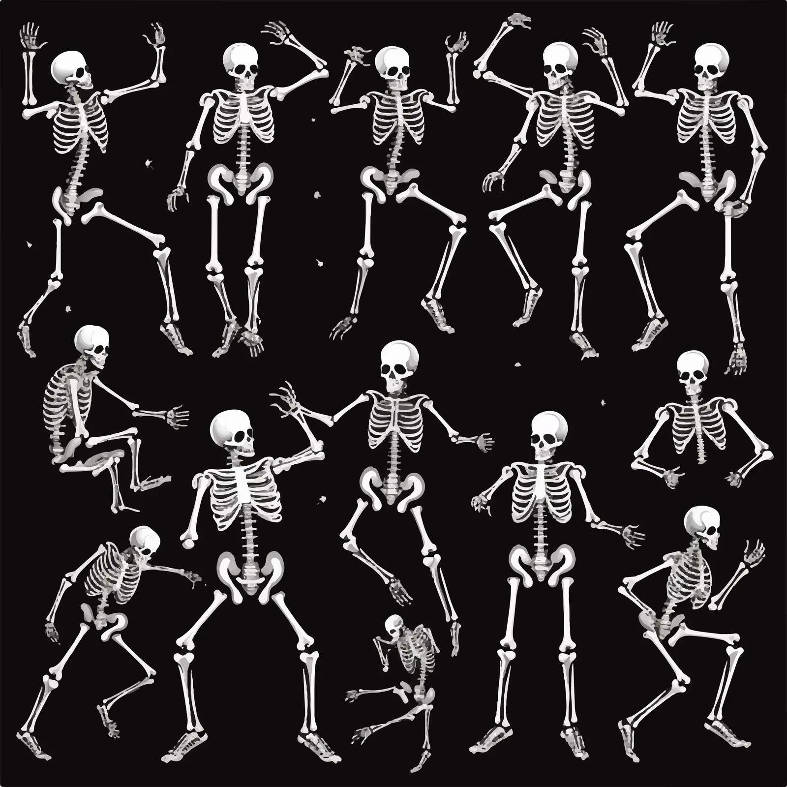 Human Skeleton Clip Art in Various Poses — free download from Dotvec