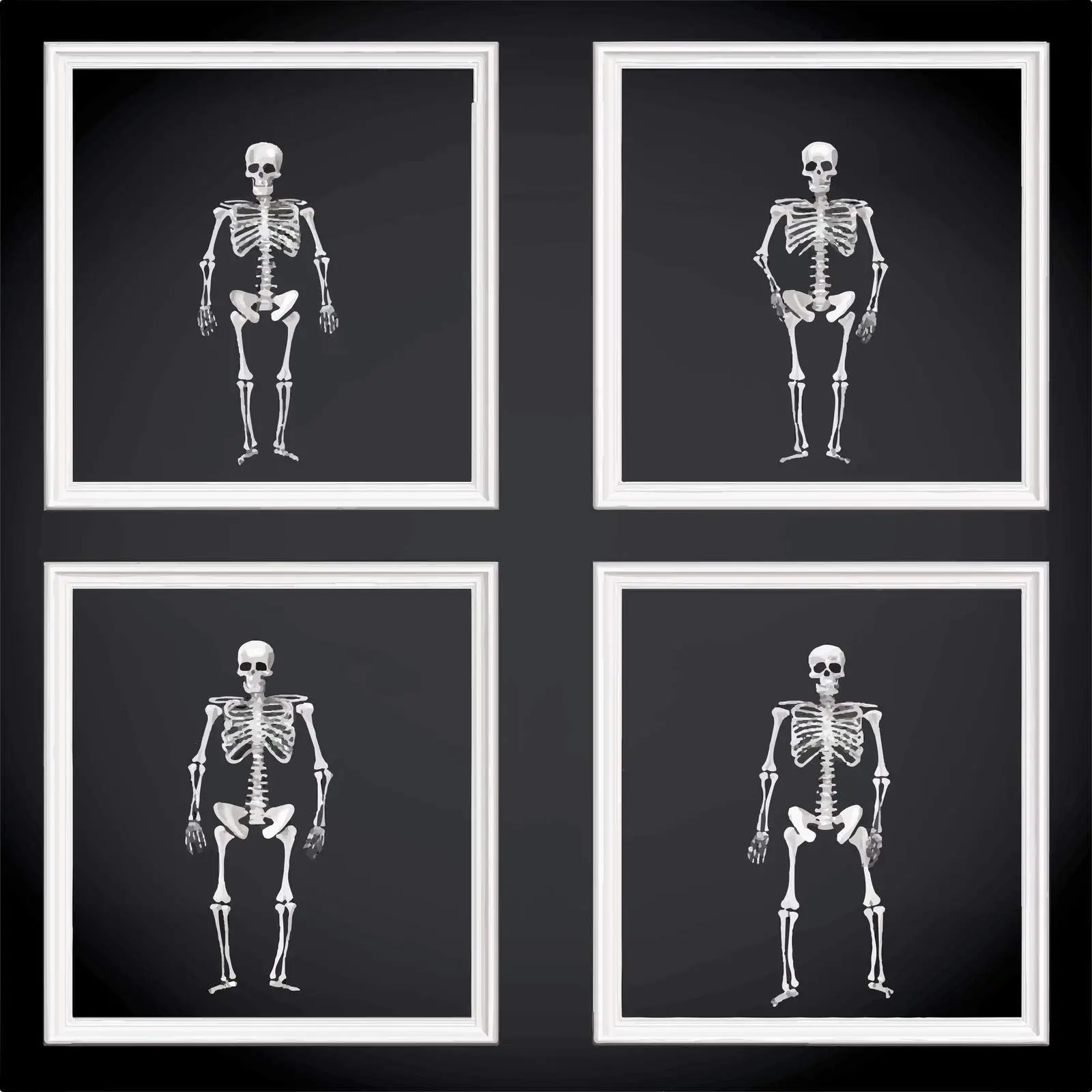 Stylized Human Skeleton Clip Art on Black Background — free download from Dotvec