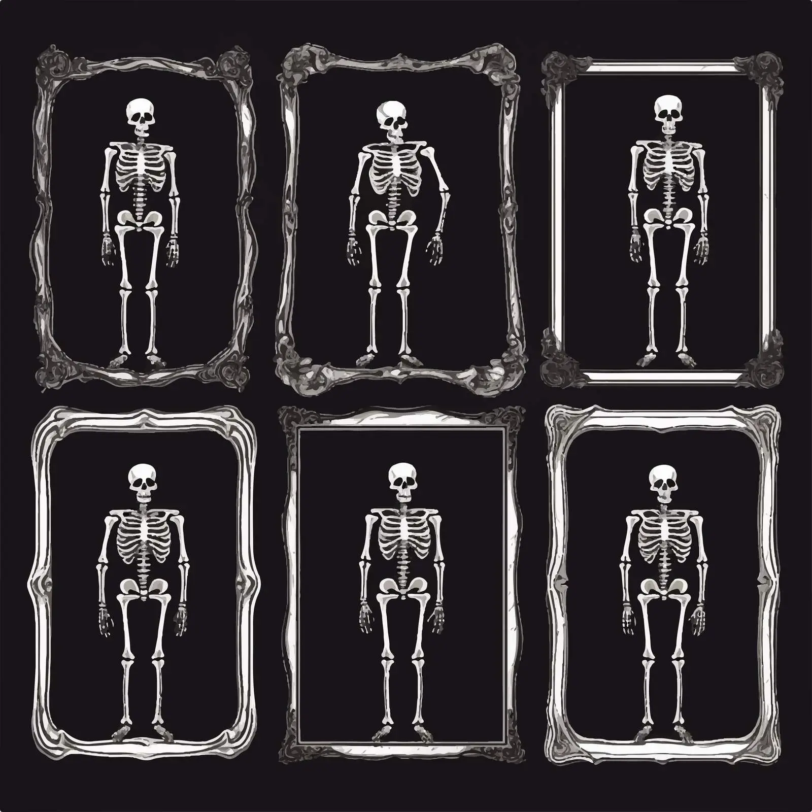 Human Skeleton Clip Art on Black Background — free download from Dotvec