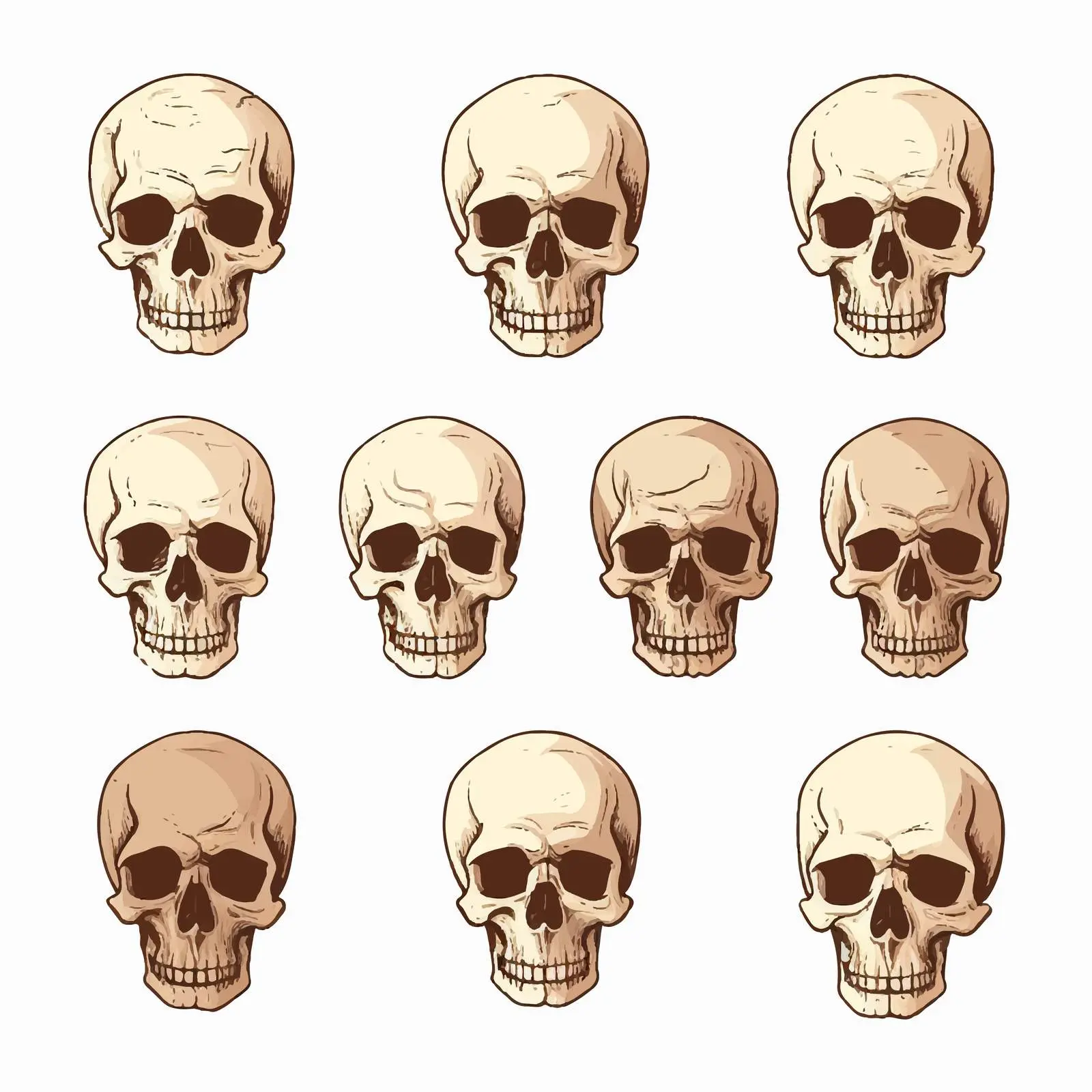 Cartoon Human Skull Clip Art Vector Set — free download from Dotvec