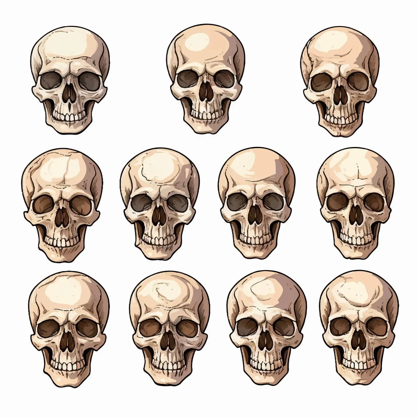 Cartoon Human Skull Vector Clip Art Collection — free download from Dotvec