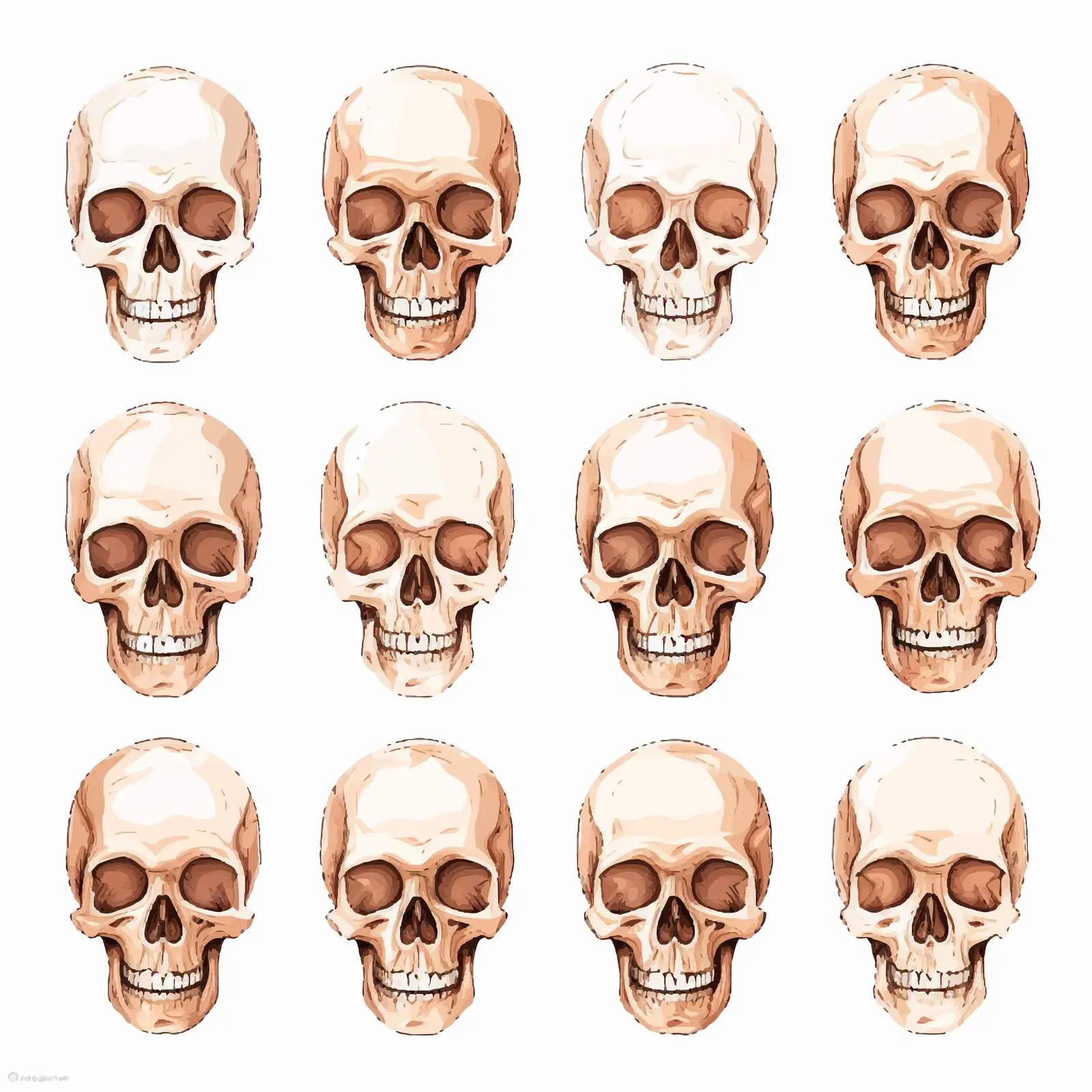 Cartoon Human Skull Vector Clip Art on White Background – free digital drawing image from Dotvec