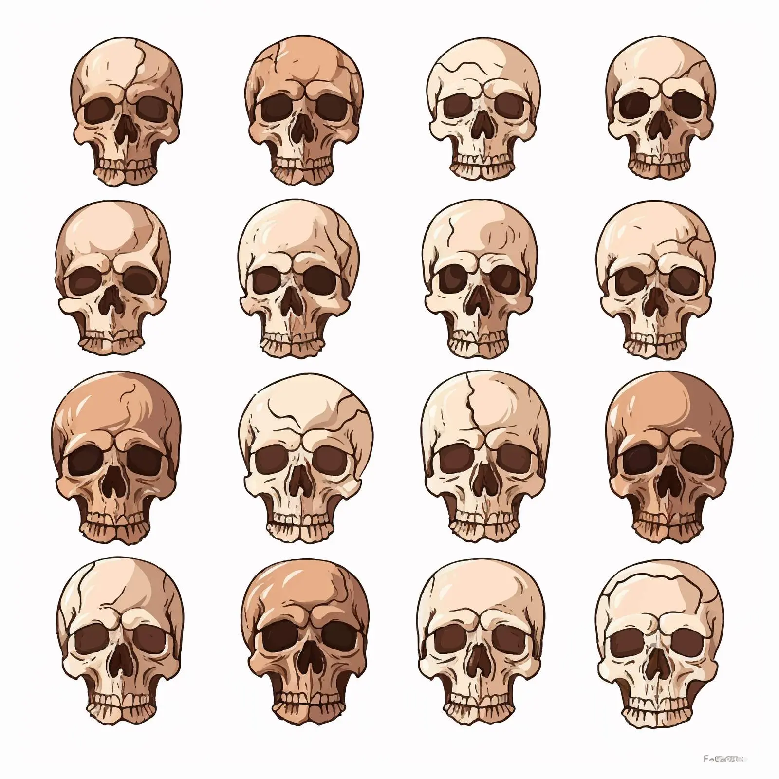 Cartoon Human Skull Clip Art on White Background – free 3d effect image from Dotvec