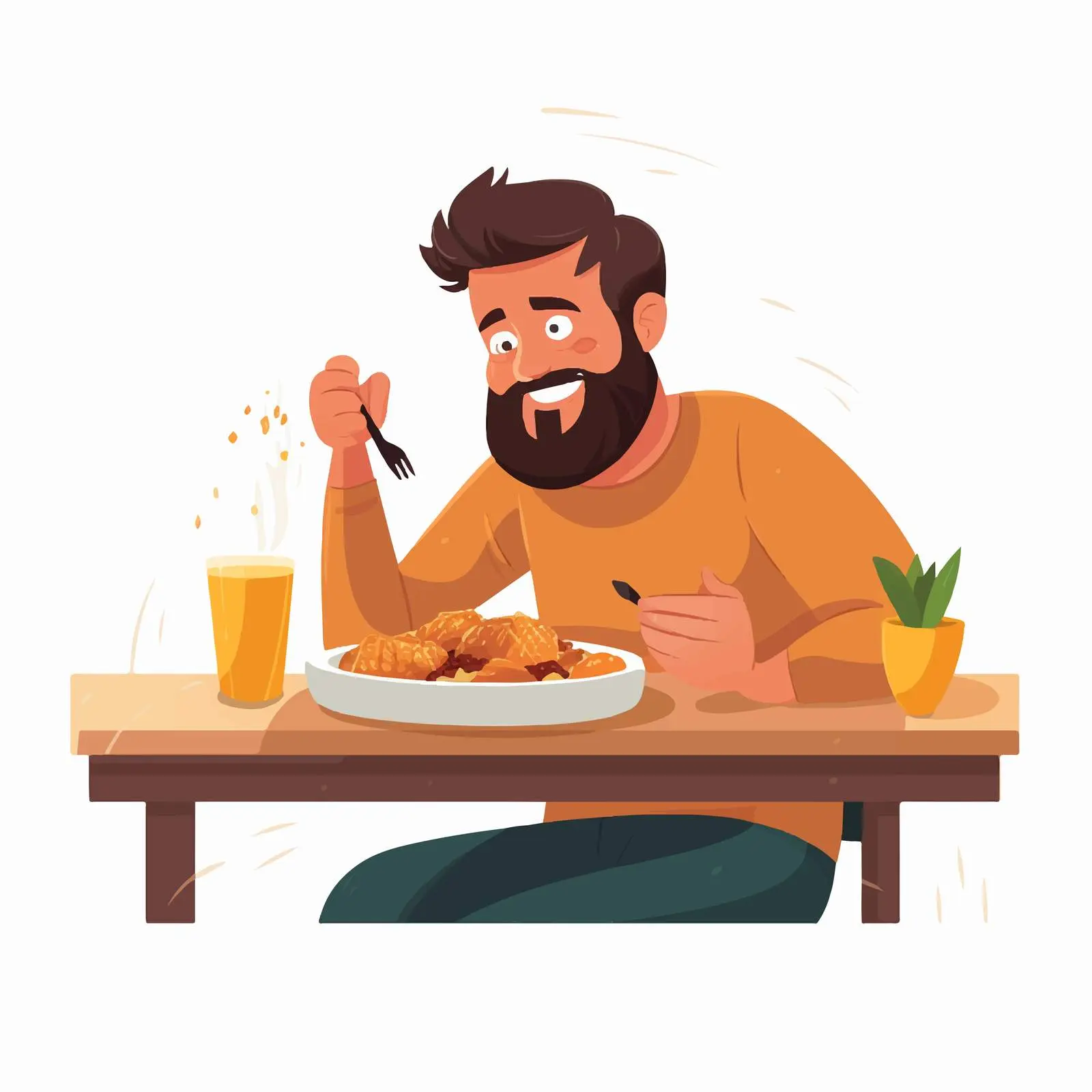 Bearded Man Enjoying Soup at Cafe Table — free download from Dotvec