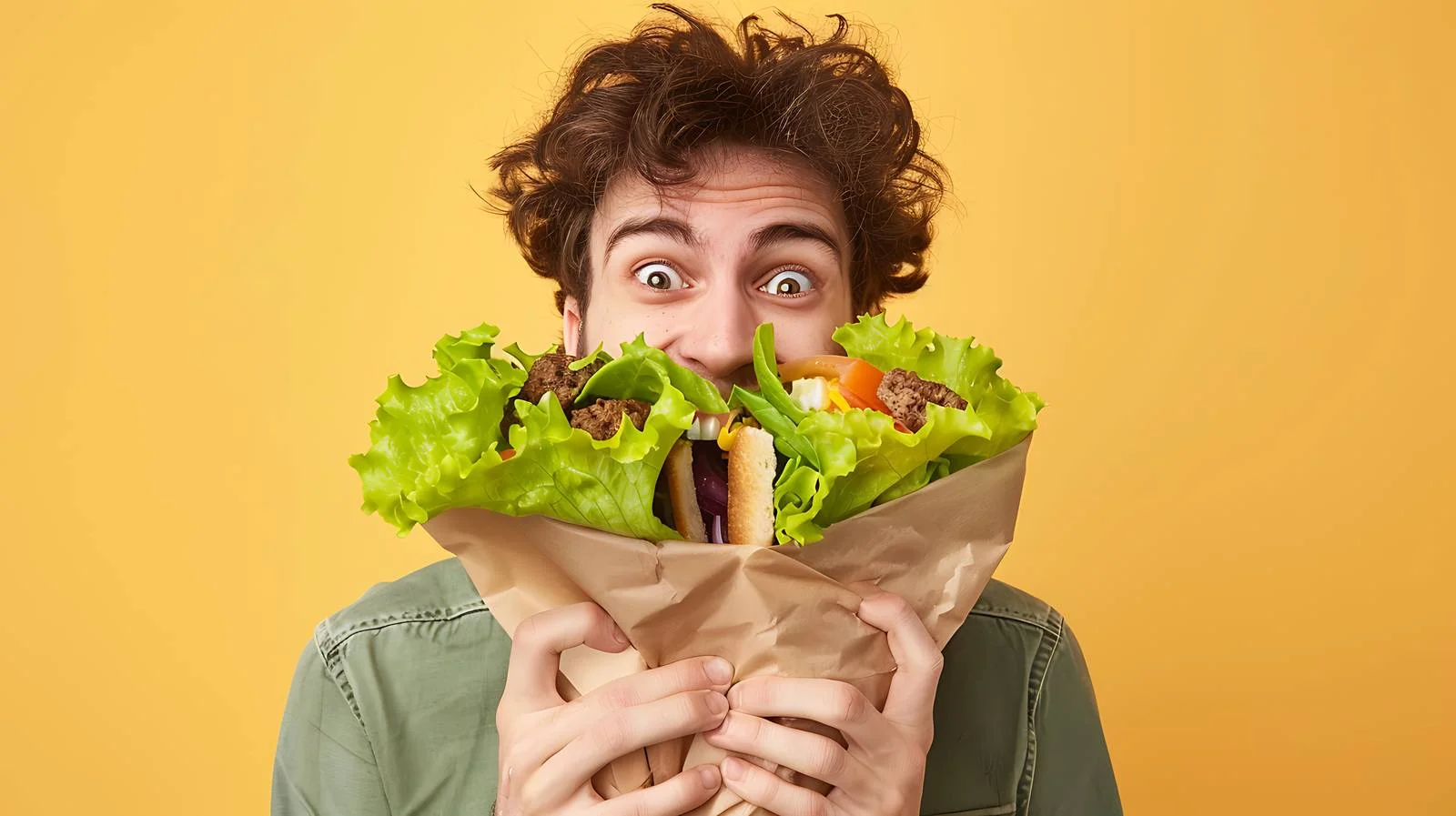 Young Man Enjoying Sandwich Wrap — free download from Dotvec