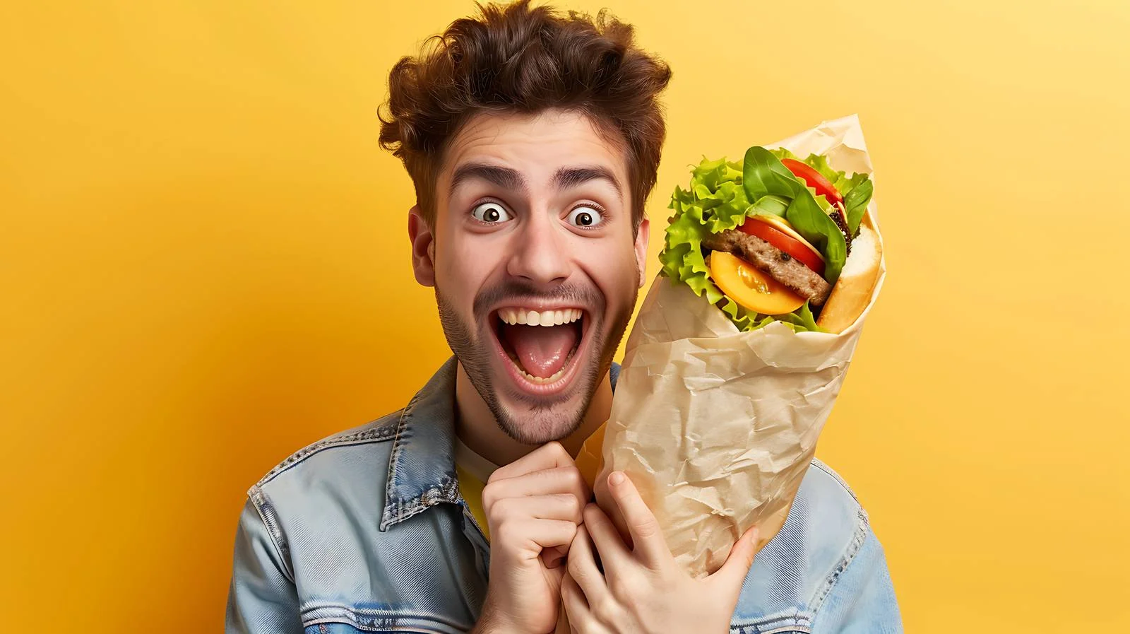 Young Man Enjoying Tasty Sandwich Wrap — free download from Dotvec