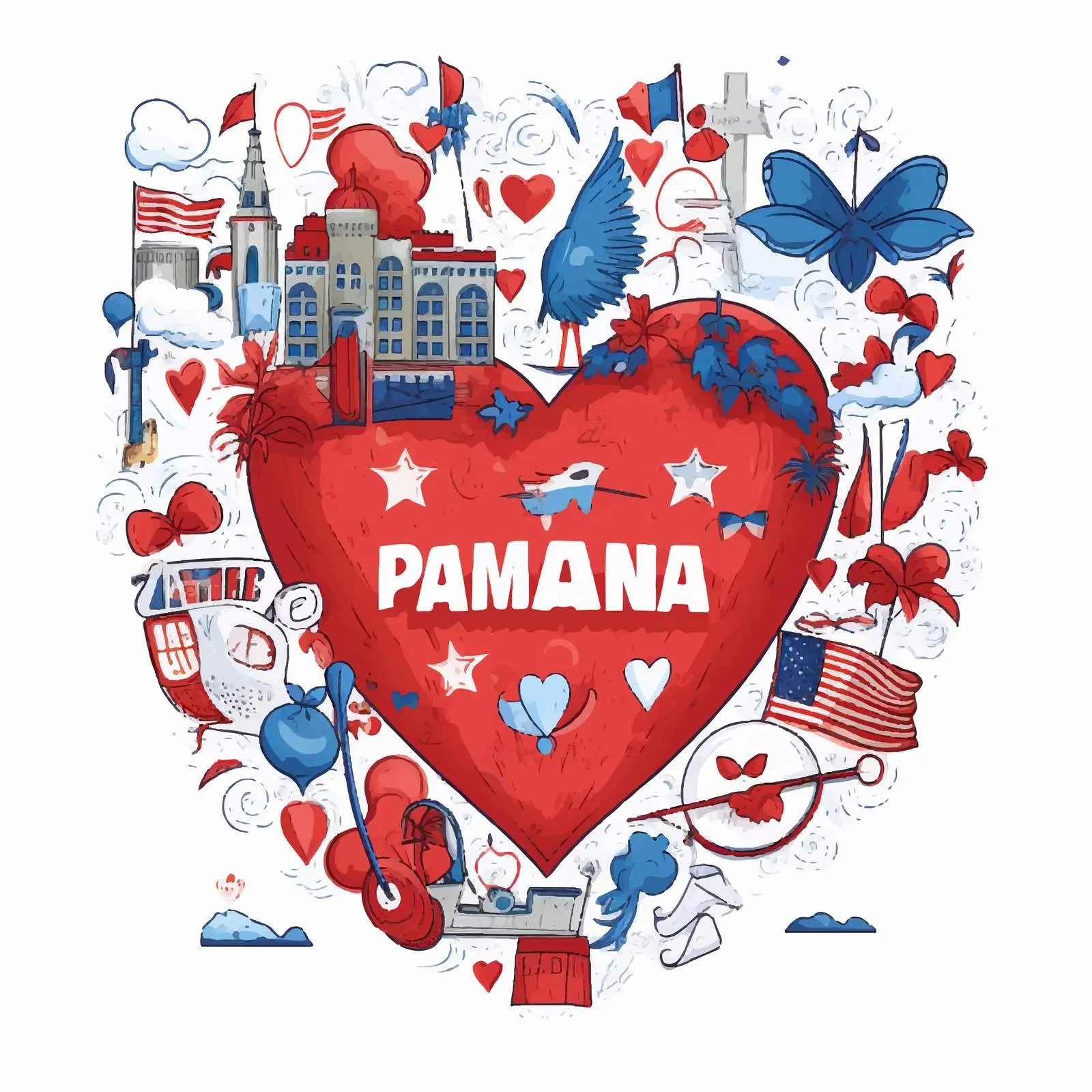 I Love Panama Patriotic Cartoon Vector Bundle — free download from Dotvec