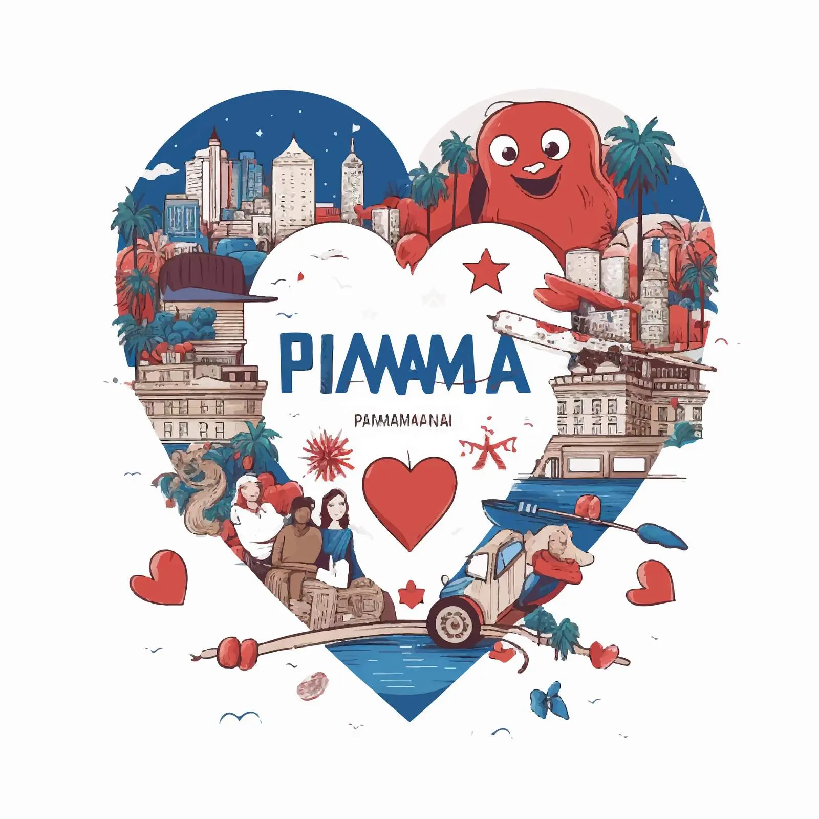 I Love Panama Patriotic Cartoon Vector Art — free download from Dotvec