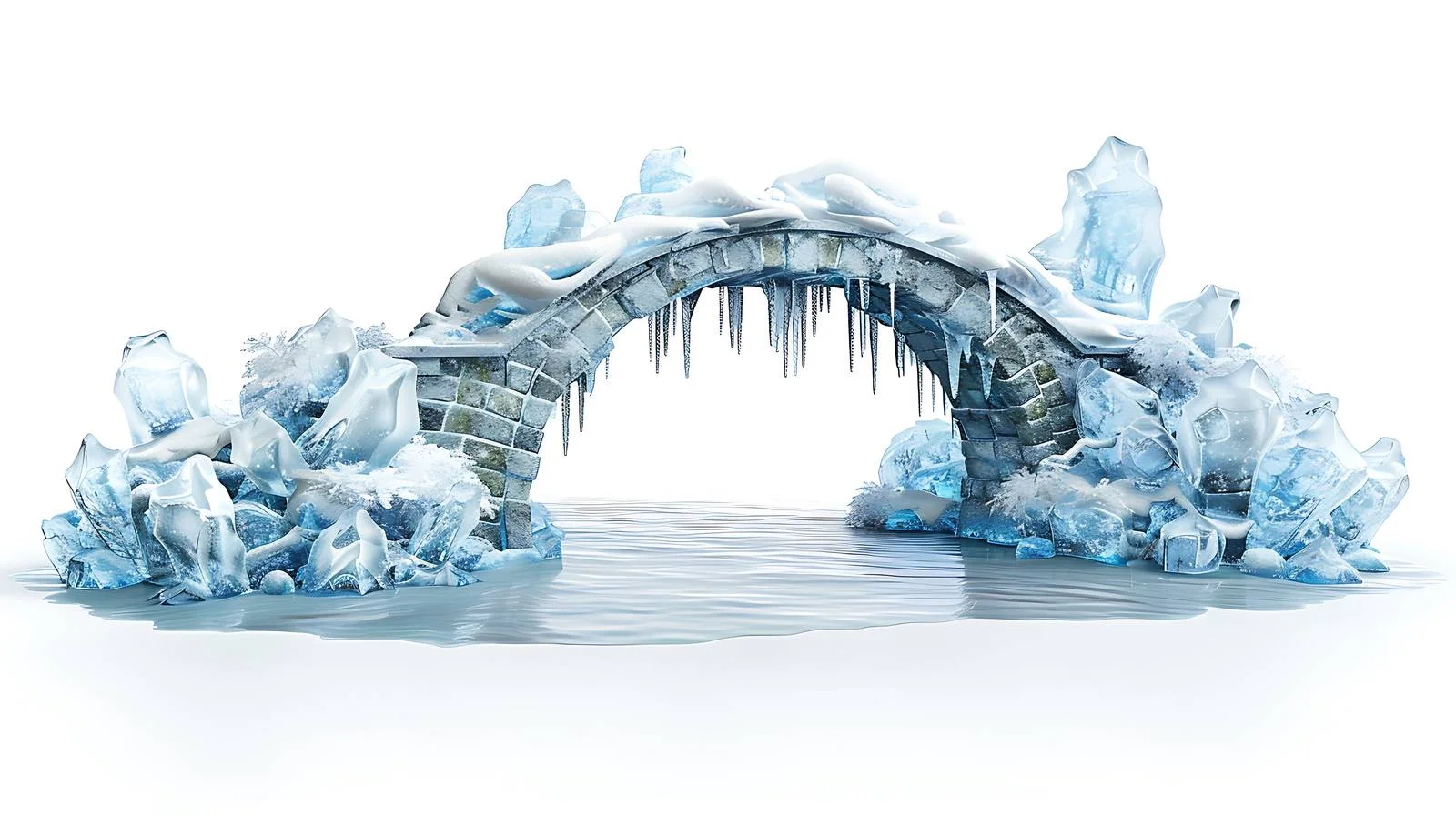 Isolated Bridge Over Icy Landscape — free download from Dotvec