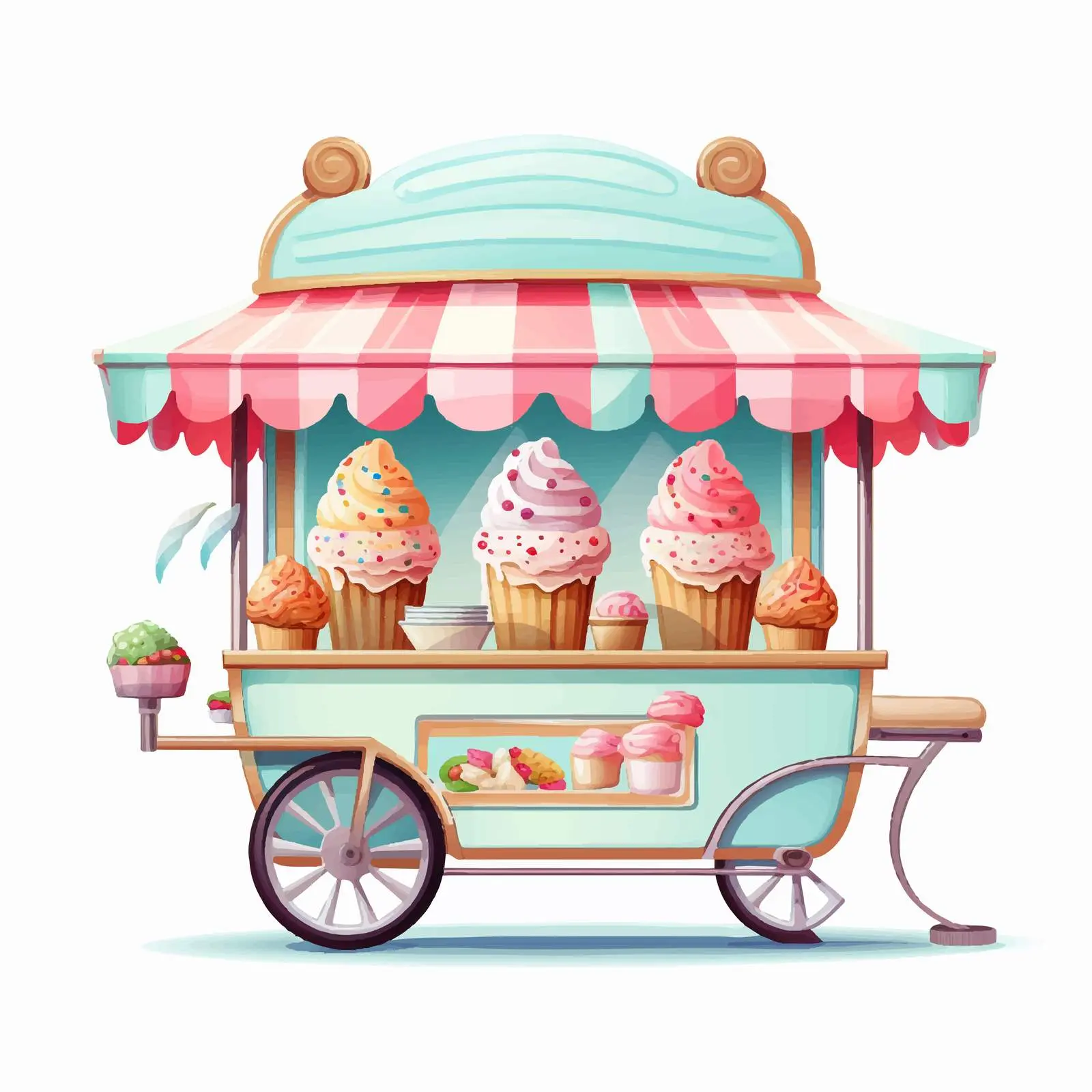 Ice Cream Cart Vector Illustration on White Background — free download from Dotvec