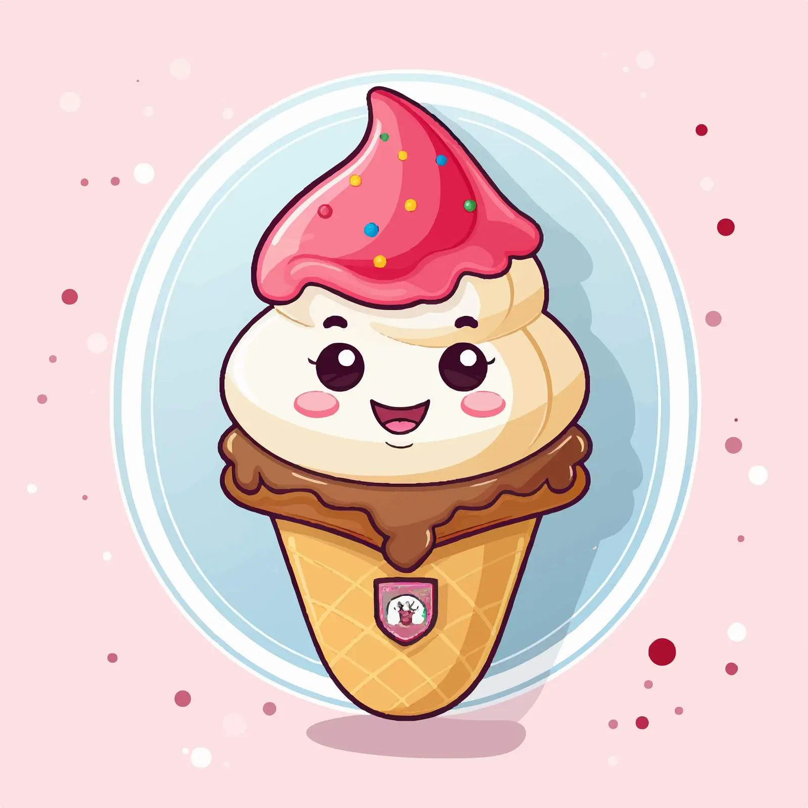 Yummy Ice Cream Cartoon Character Illustration – free frozen dessert image from Dotvec