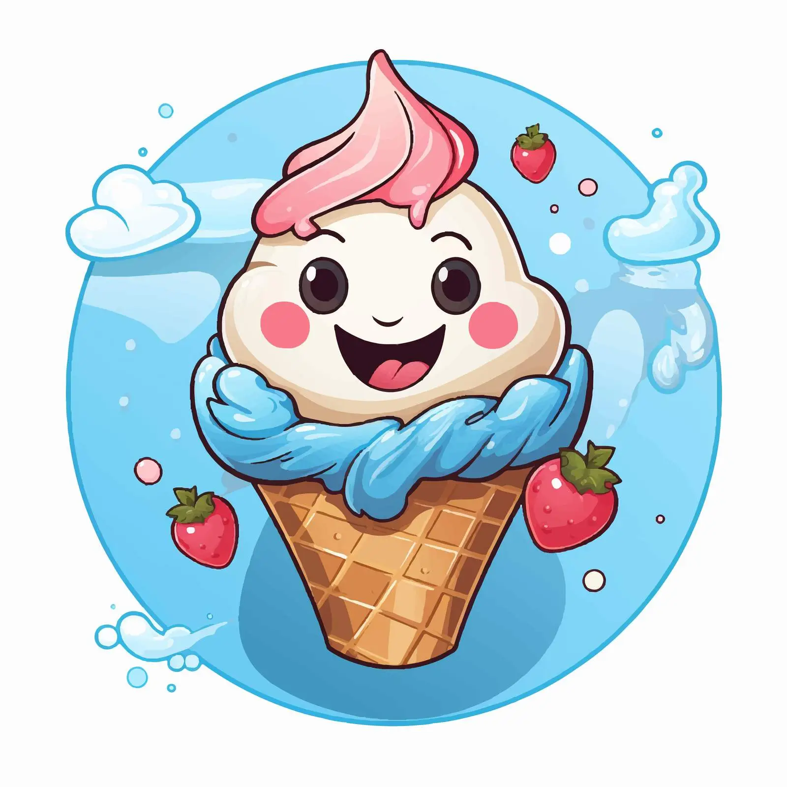 Cute Ice Cream Cartoon Character with Badge — free download from Dotvec