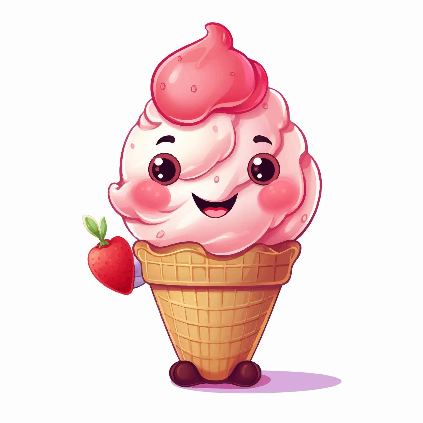 Cute Ice Cream Cartoon Character with Yummy Badge — free download from Dotvec