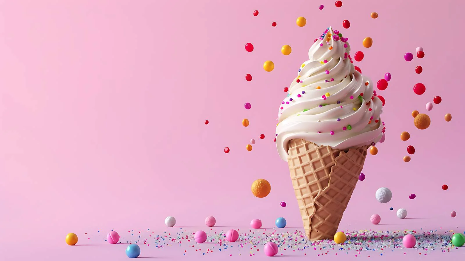 Colorful Ice Cream Cone on Pink Background — free download from Dotvec