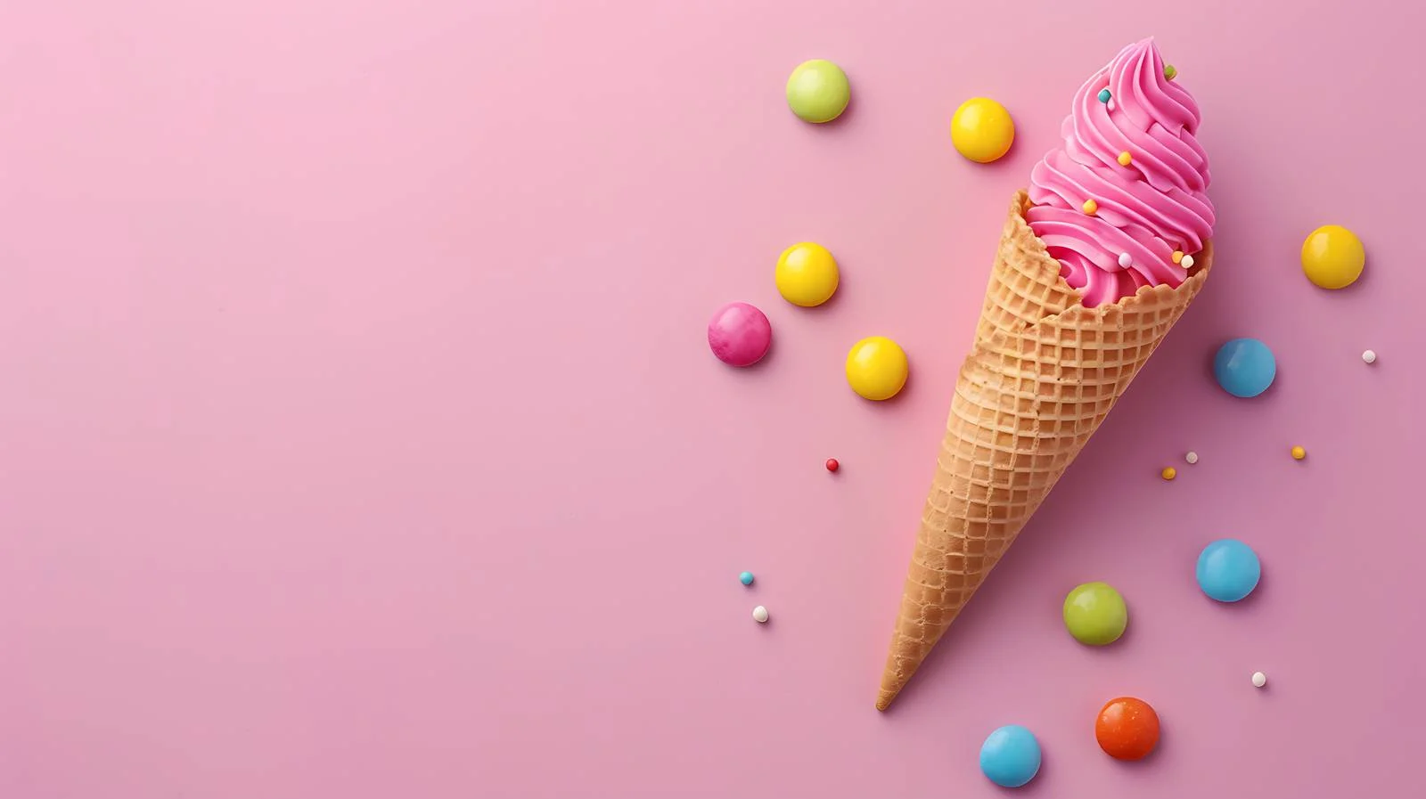 Delicious Ice Cream Cone on Pink Background — free download from Dotvec