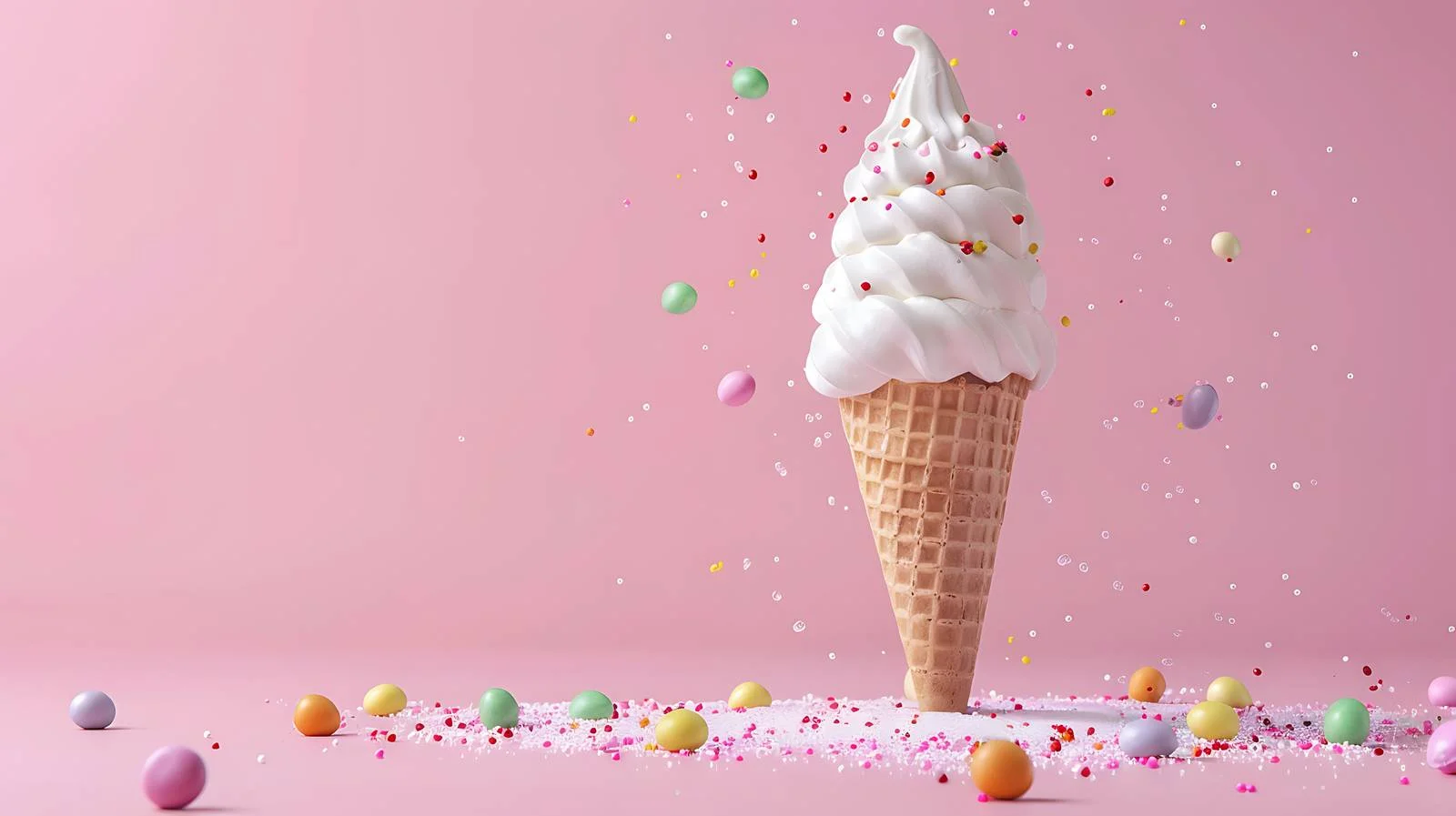 Colorful Ice Cream Cone on Pink Background — free download from Dotvec