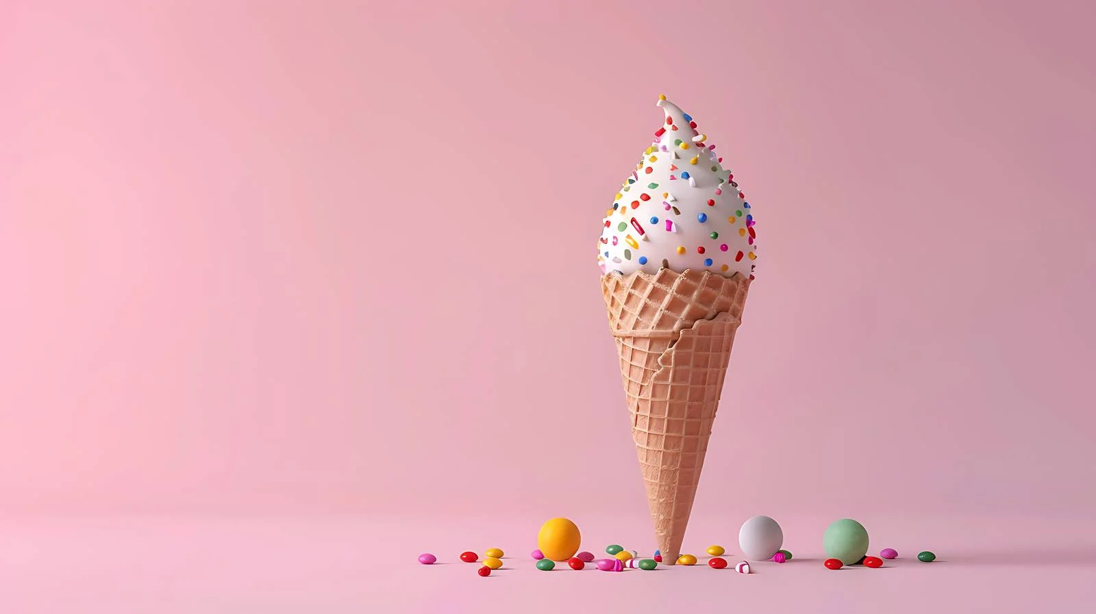 Colorful Ice Cream Cone on Pink Background — free download from Dotvec