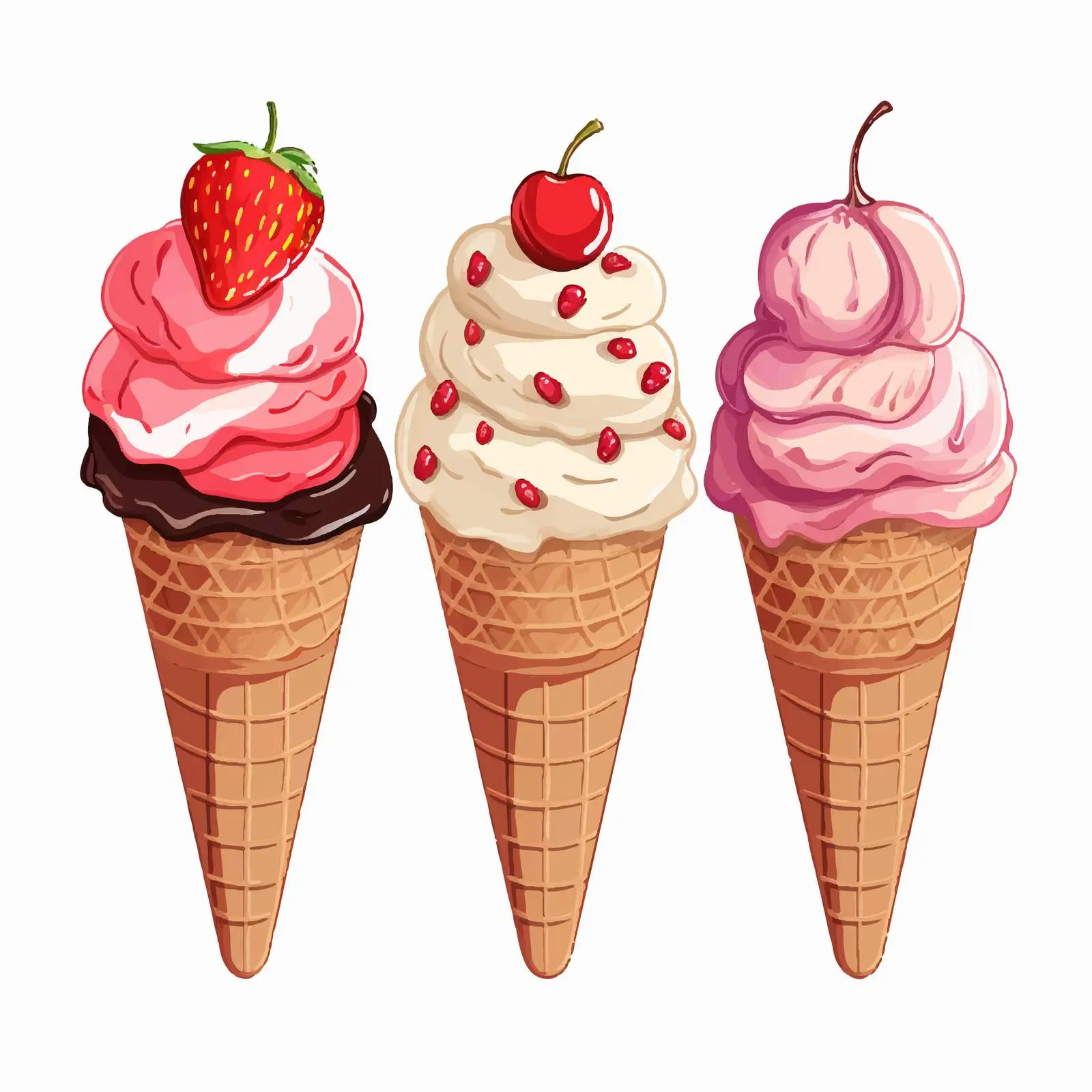 Ice Cream Cone Vector Illustration on White Background – free creamy image from Dotvec